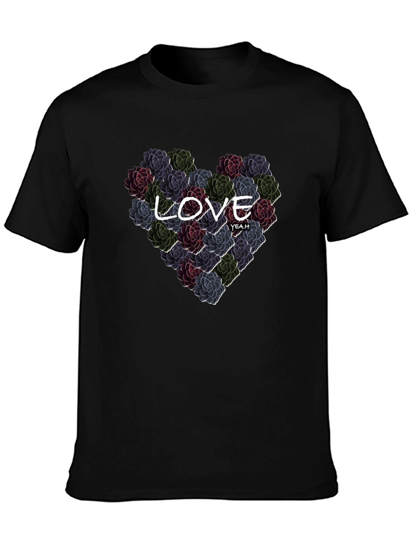 Black Floral Heart Love T-Shirt - Stylish Graphic Tee view 3