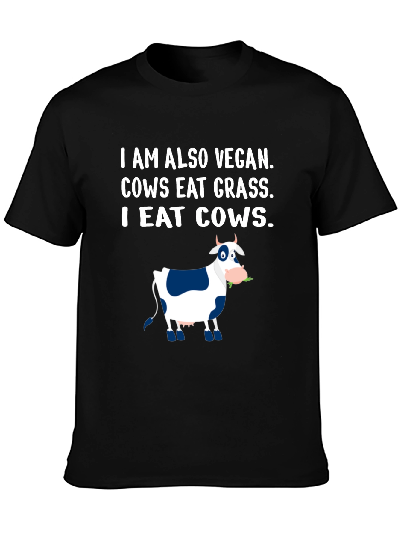 Black I Eat Cows Vegan Funny Graphic T-Shirt view 3