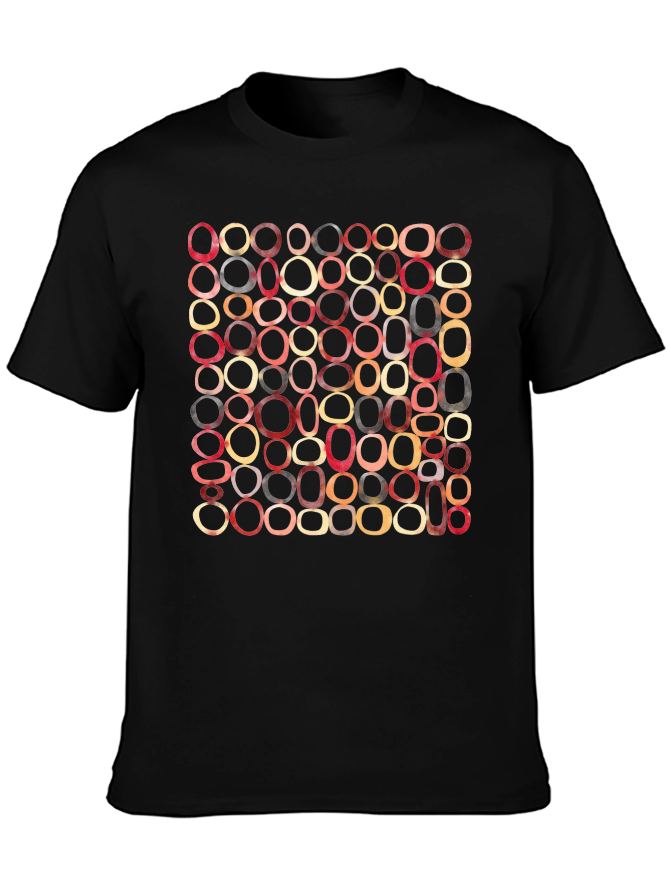 Black Retro Oval Pattern T-Shirt - Modern Abstract Graphic Tee view 3