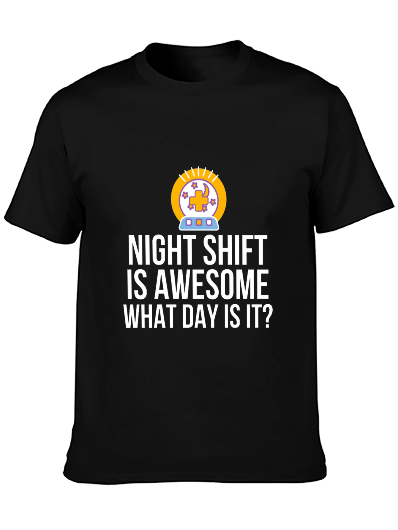 Black Night Shift Awesome T-Shirt - Funny Work Tee view 3