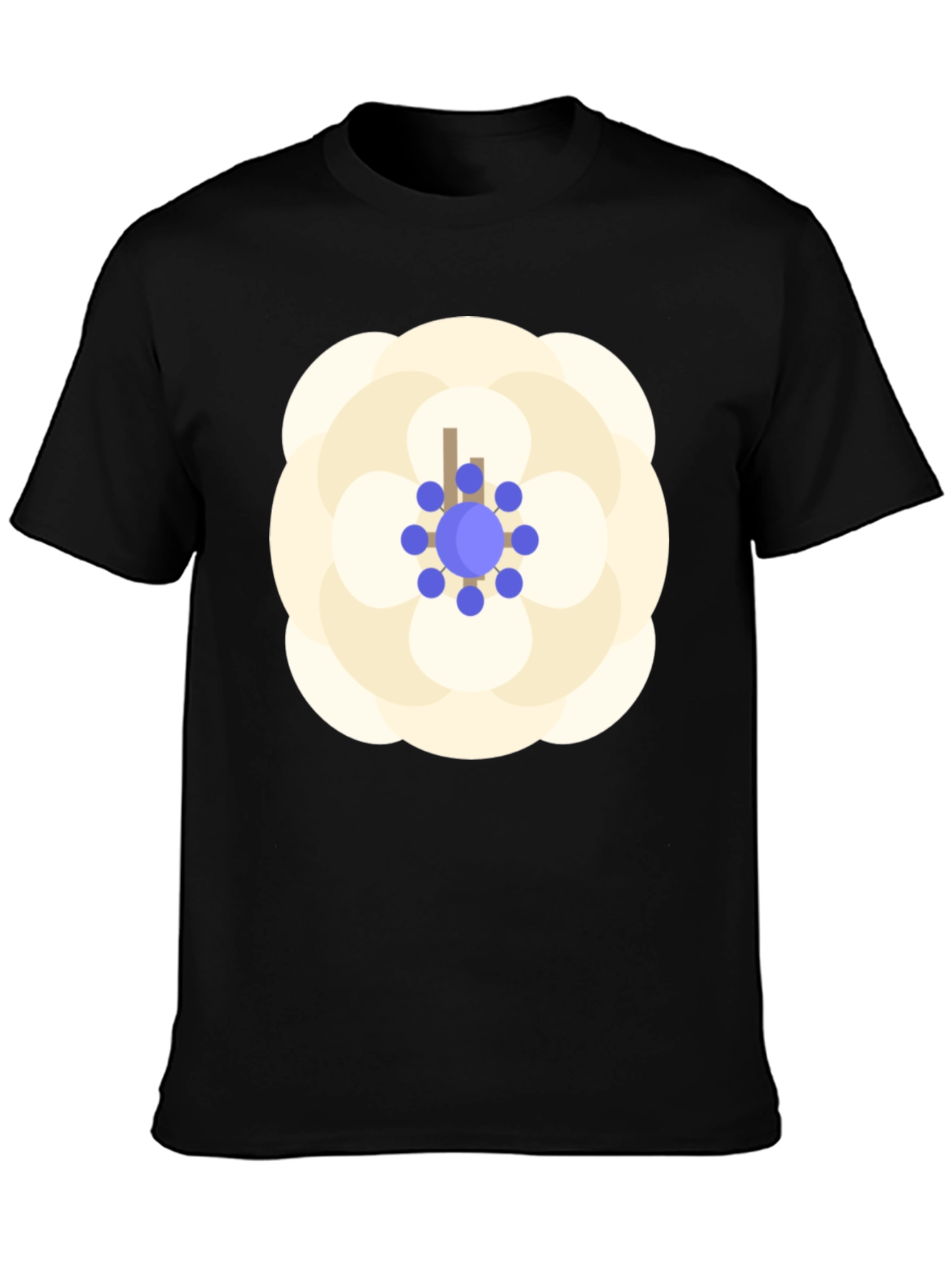 Black Black T-Shirt with Floral Emblem Design view 3