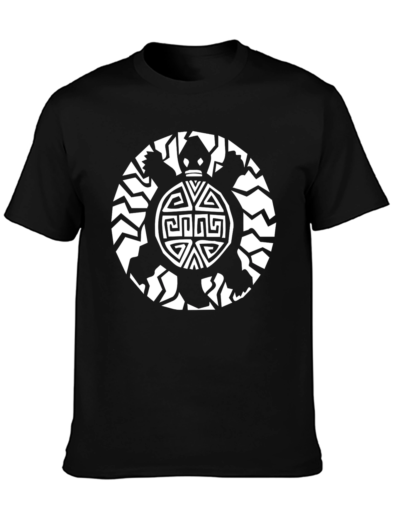 Black Tribal Turtle Graphic Tee - Black view 3