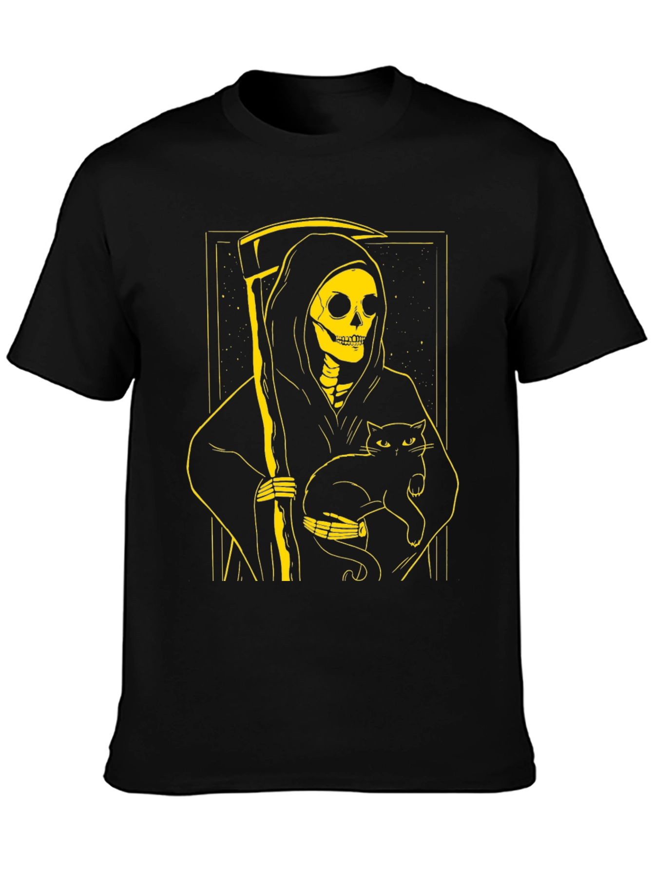Black Grim Reaper Cat T-Shirt - Black Graphic Tee view 3