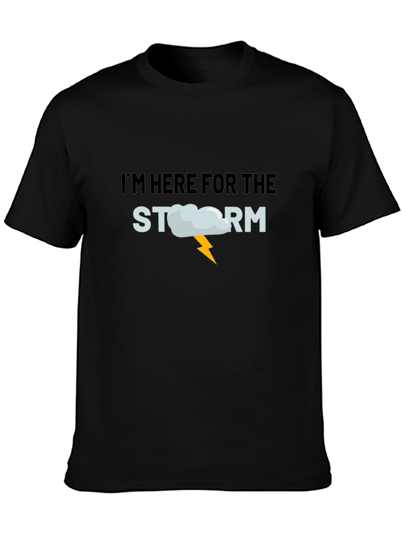 Black I'm Here For The Storm T-Shirt - Funny Weather Tee view 3