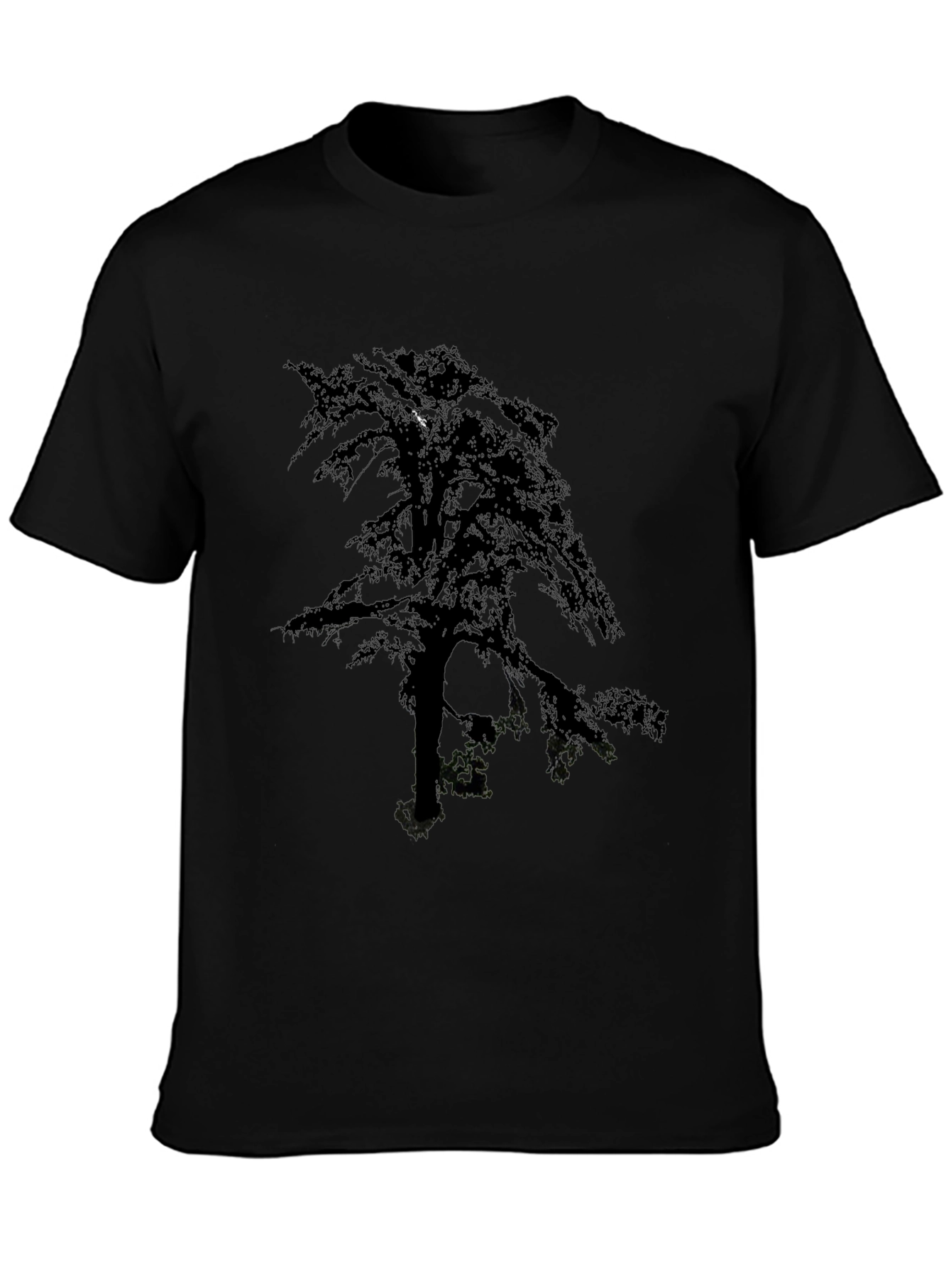 Black Silhouette Tree Graphic Tee - Men's Black Cotton T-Shirt view 3