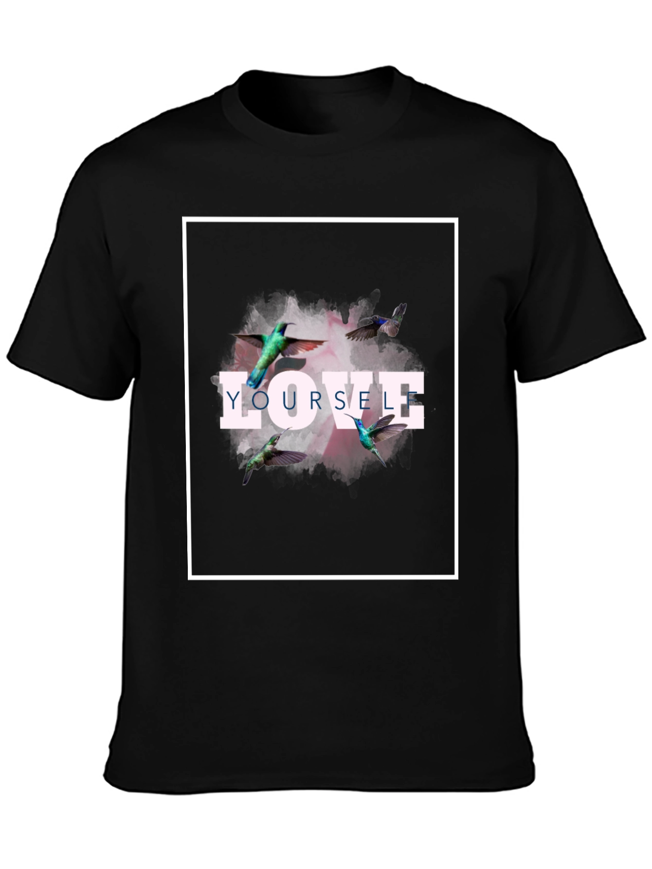 Black Love Yourself Hummingbird Graphic Tee - Black view 3