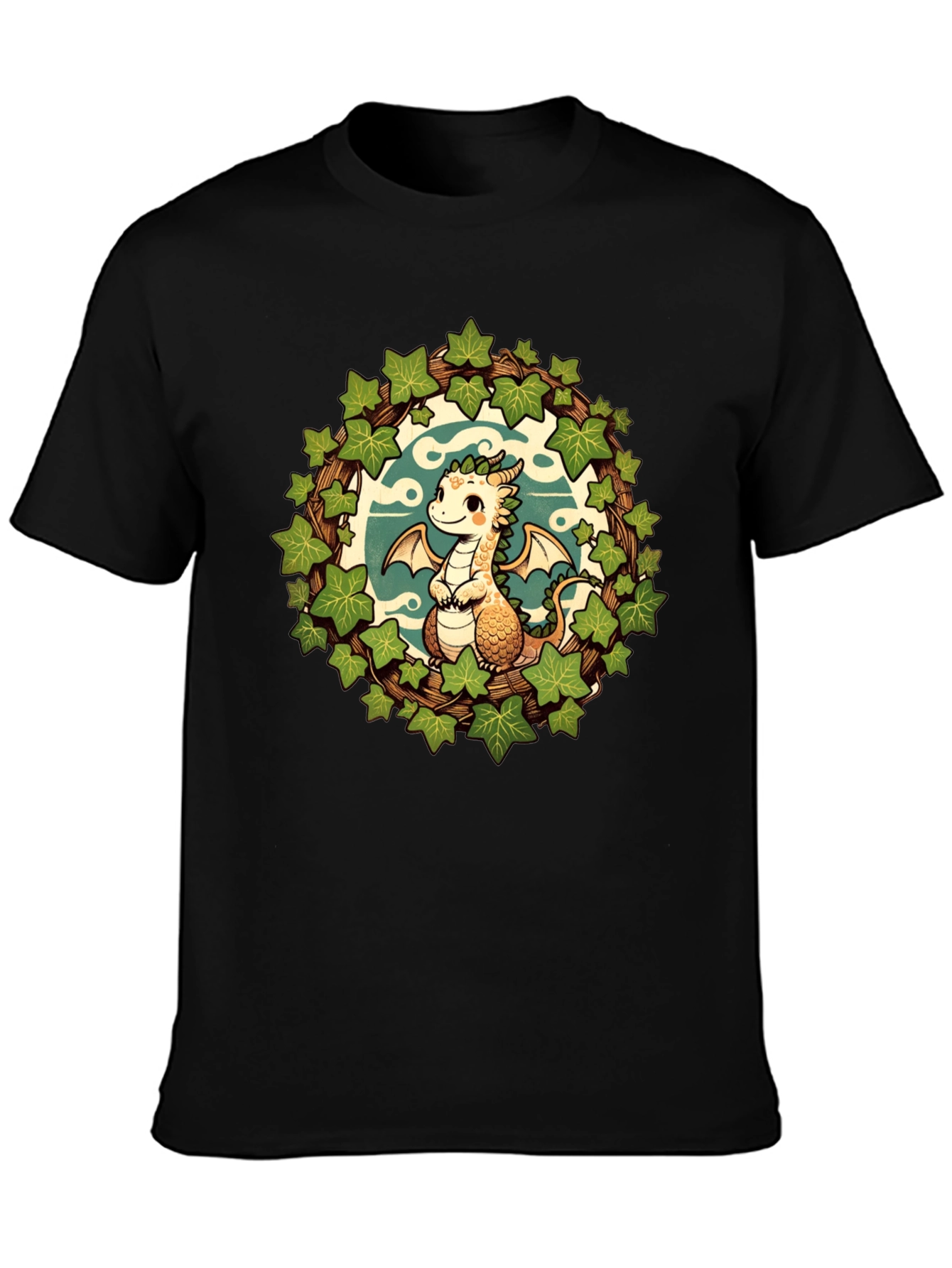 Black Dragon & Ivy Wreath Graphic Tee view 3
