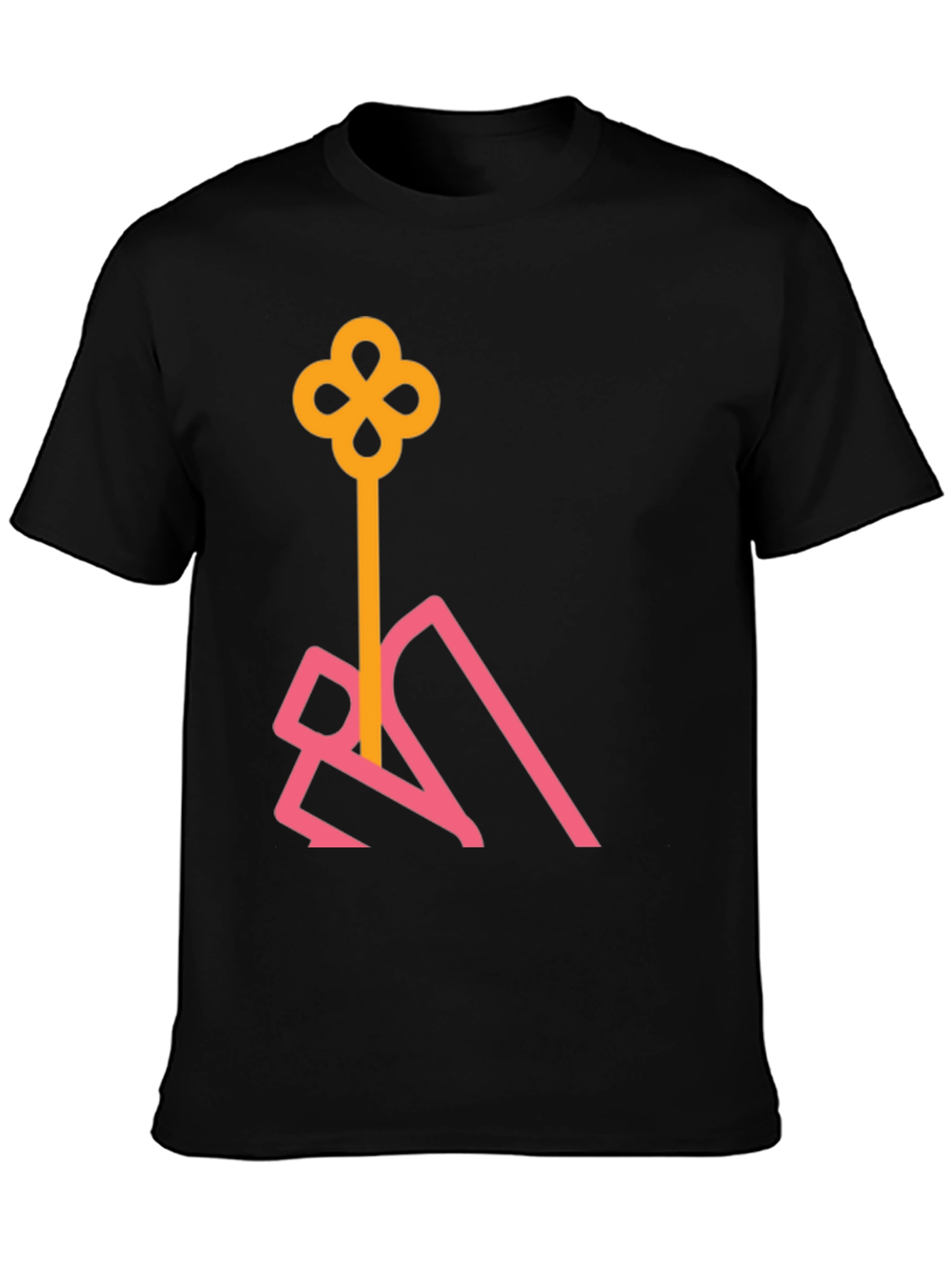 Black Stylish Black T-Shirt with Abstract Key Design view 3