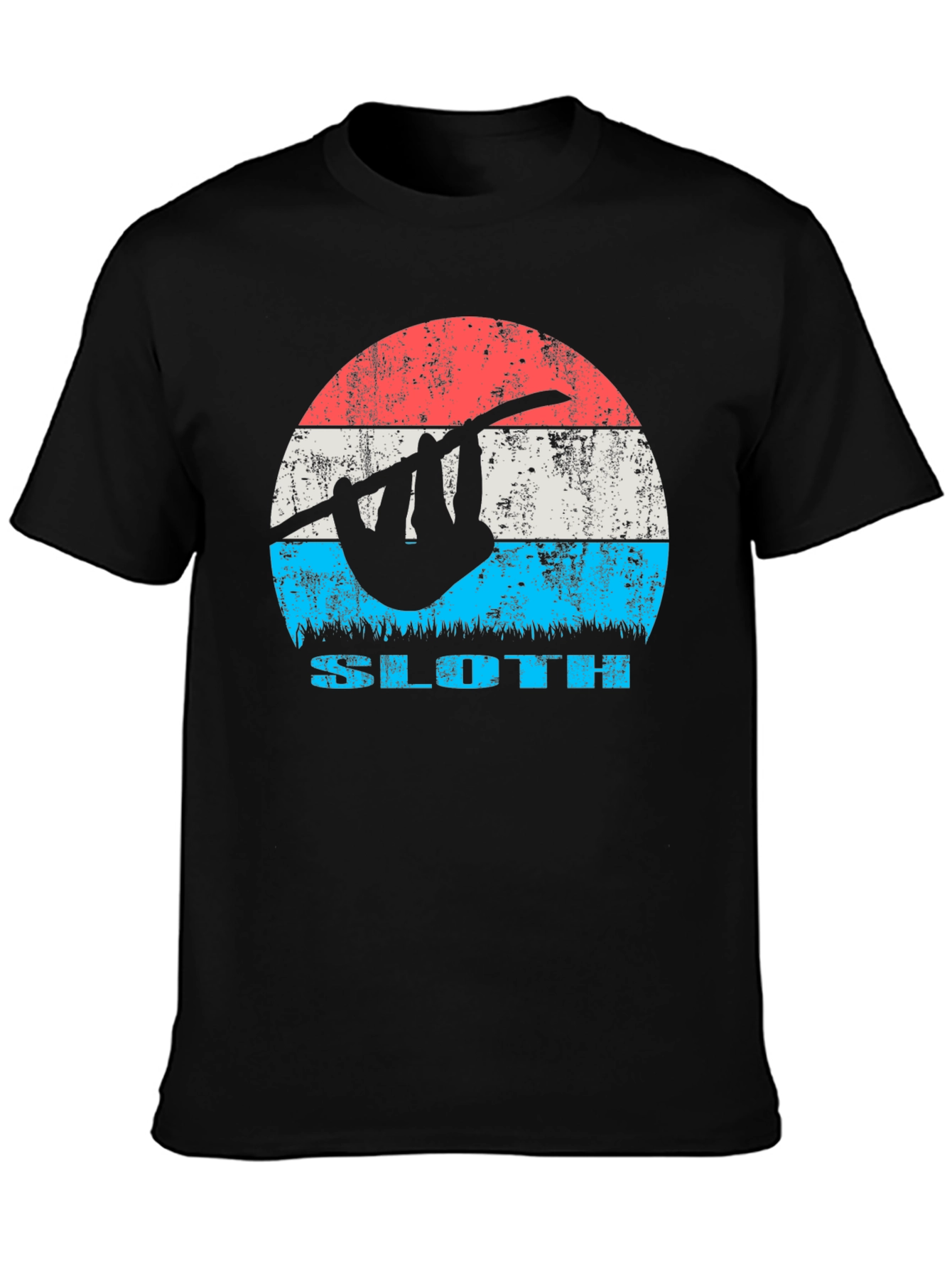 Black Retro Sloth Graphic Tee - Cool Casual T-Shirt view 3