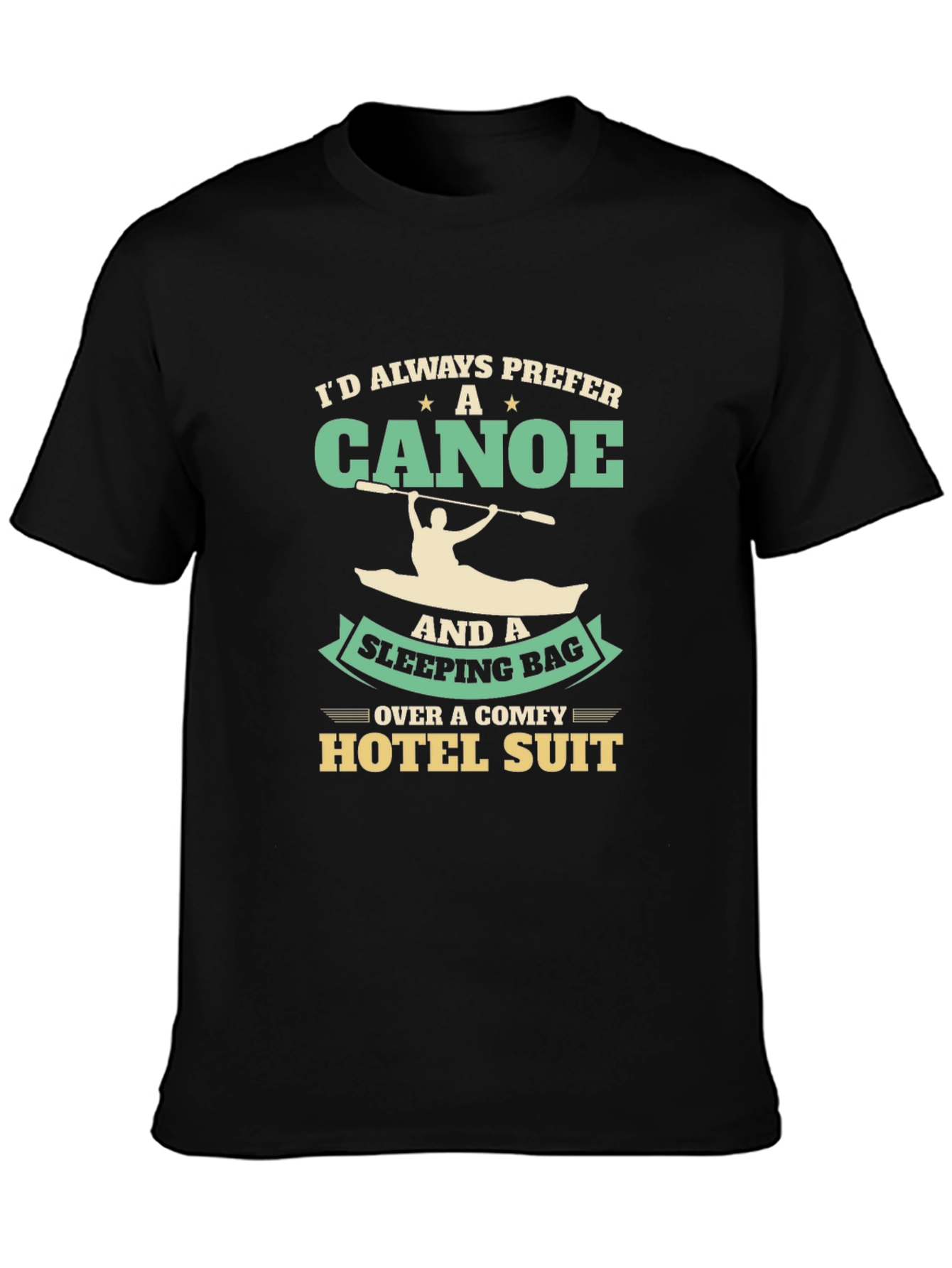 Black Canoe & Sleeping Bag T-Shirt - Outdoor Adventure Tee view 3