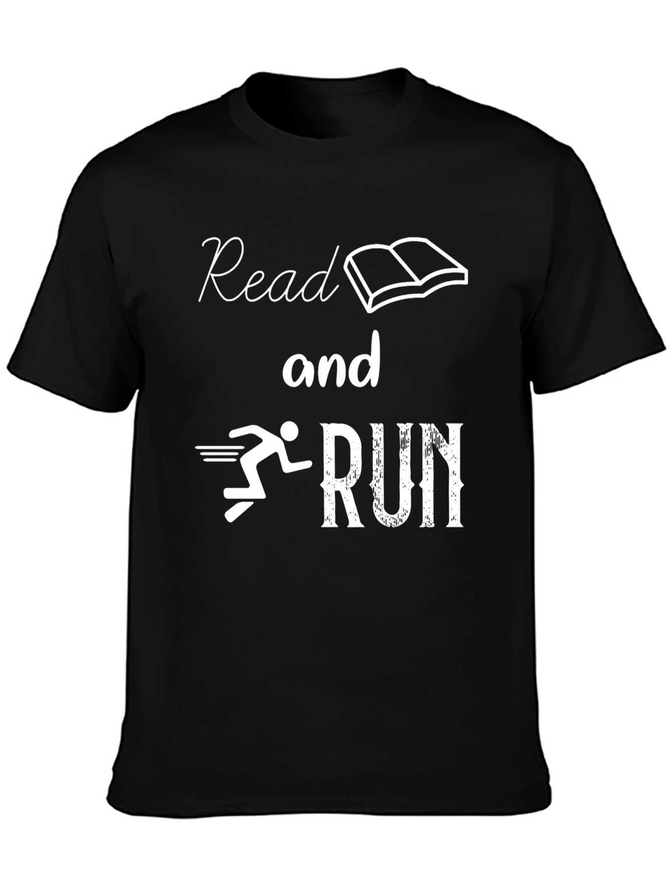Black Read and Run Graphic Tee - Black Cotton Blend T-Shirt view 3