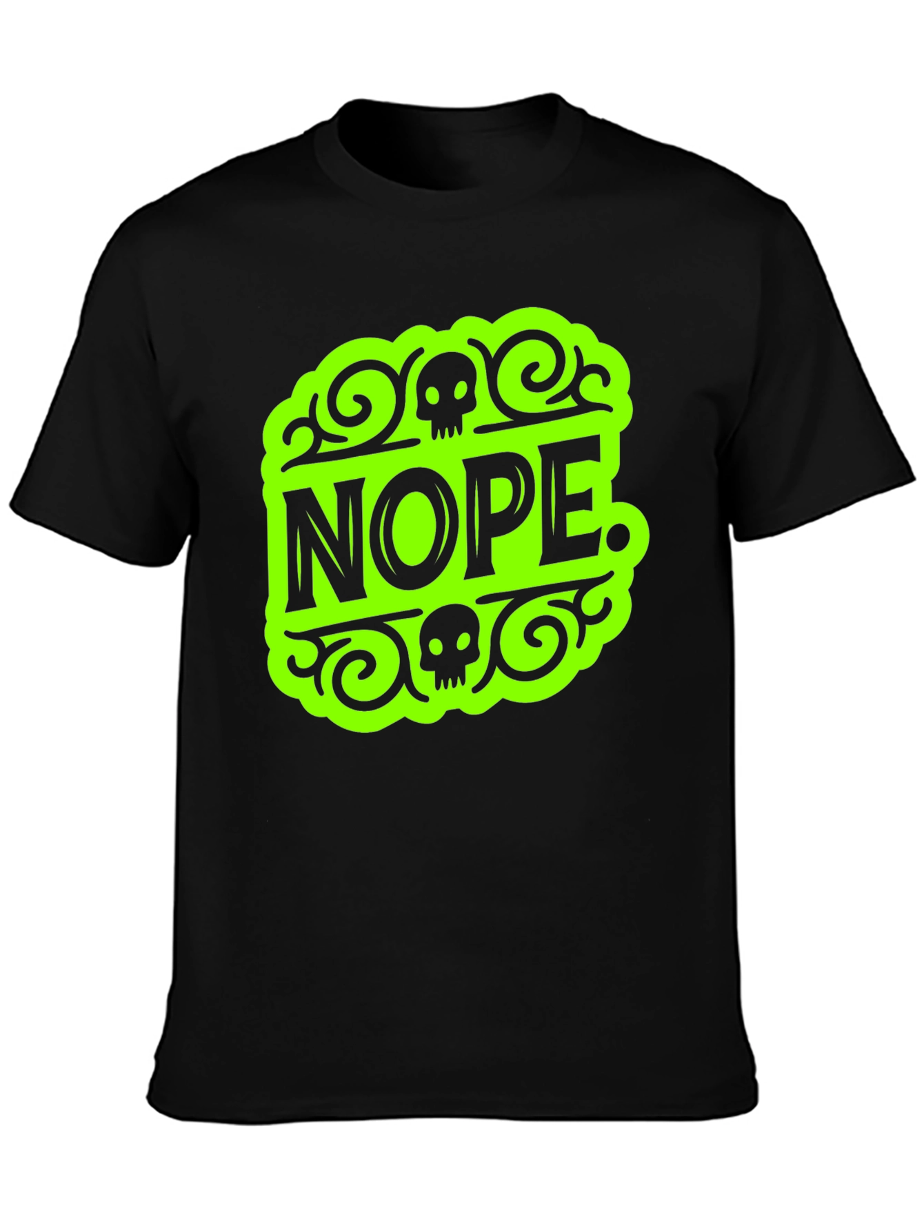 Black Nope Skull Graphic T-Shirt - Black Tee view 3