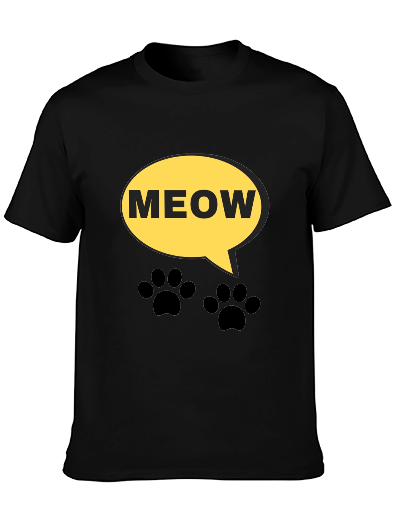 Black Meow Cat Lover T-Shirt - Funny Graphic Tee view 3