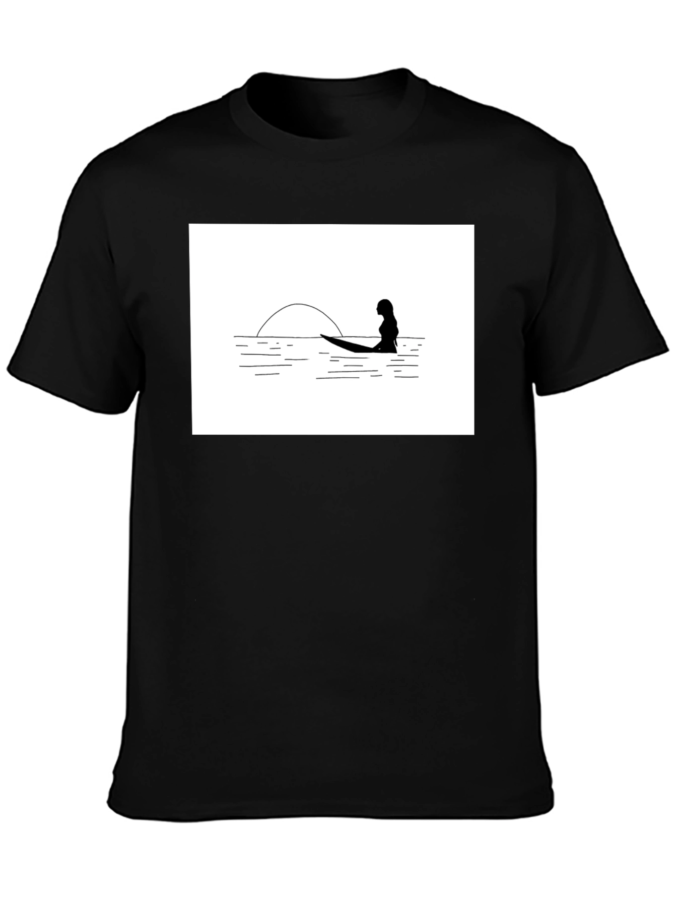 Black Sunset Surfer Graphic Tee - Black Unisex T-Shirt view 3