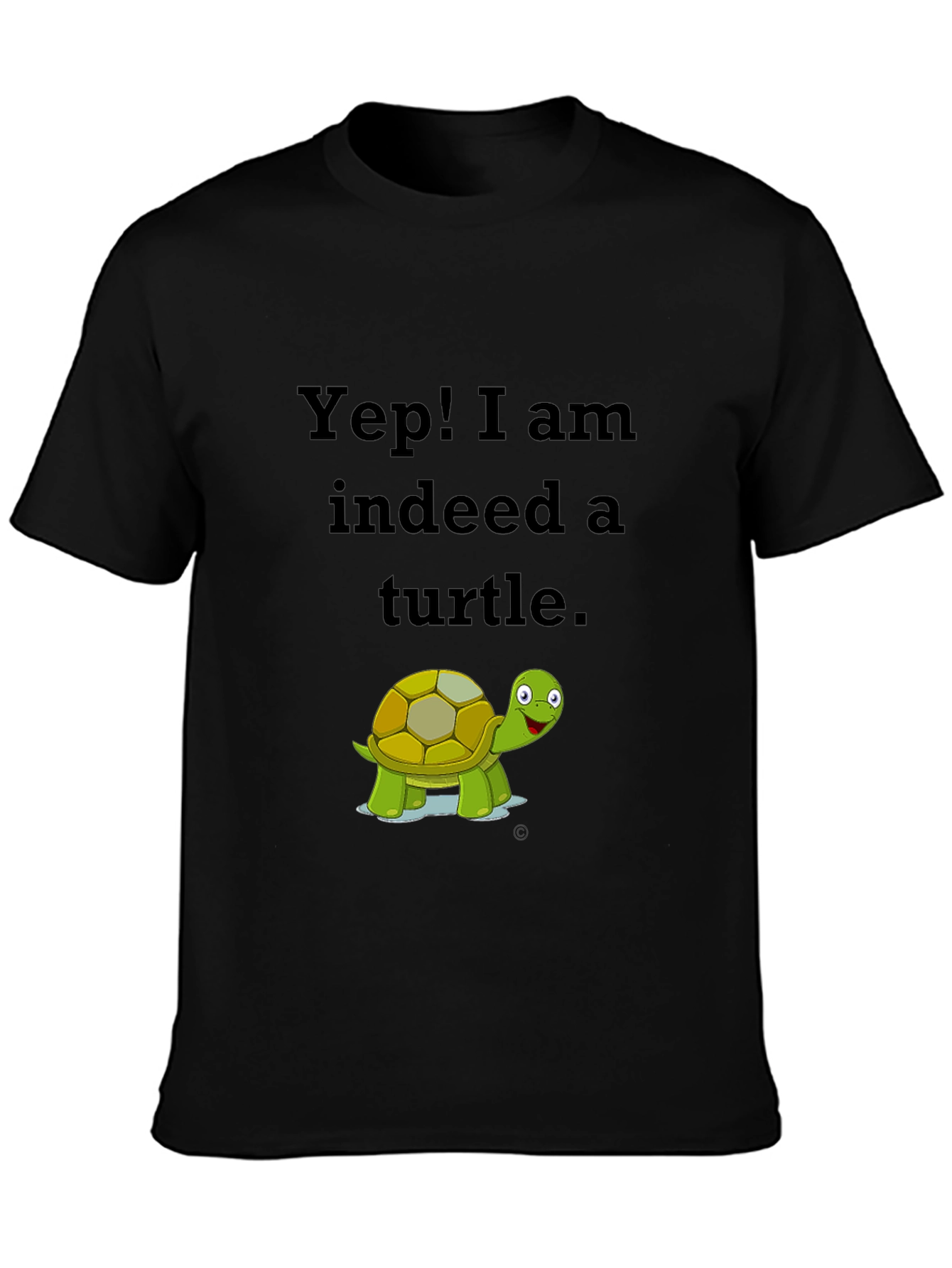Black Yep! I am Indeed a Turtle Black T-Shirt view 3