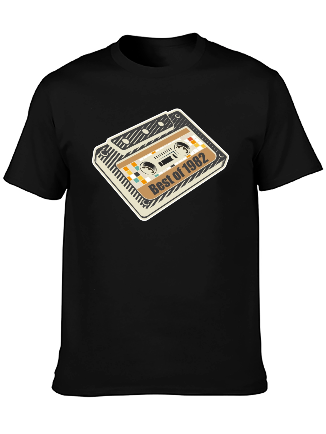Black Retro 1982 Cassette Tape Graphic Tee view 3