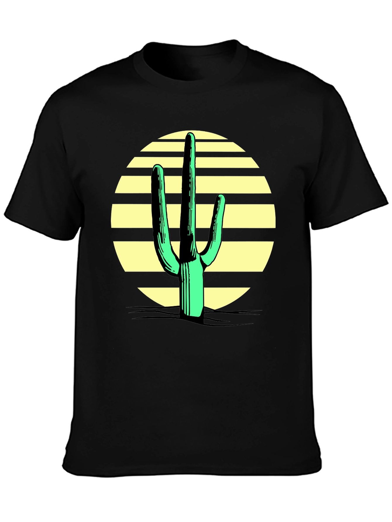 Black Cactus Sunset Graphic Tee - Black Cotton Blend view 3