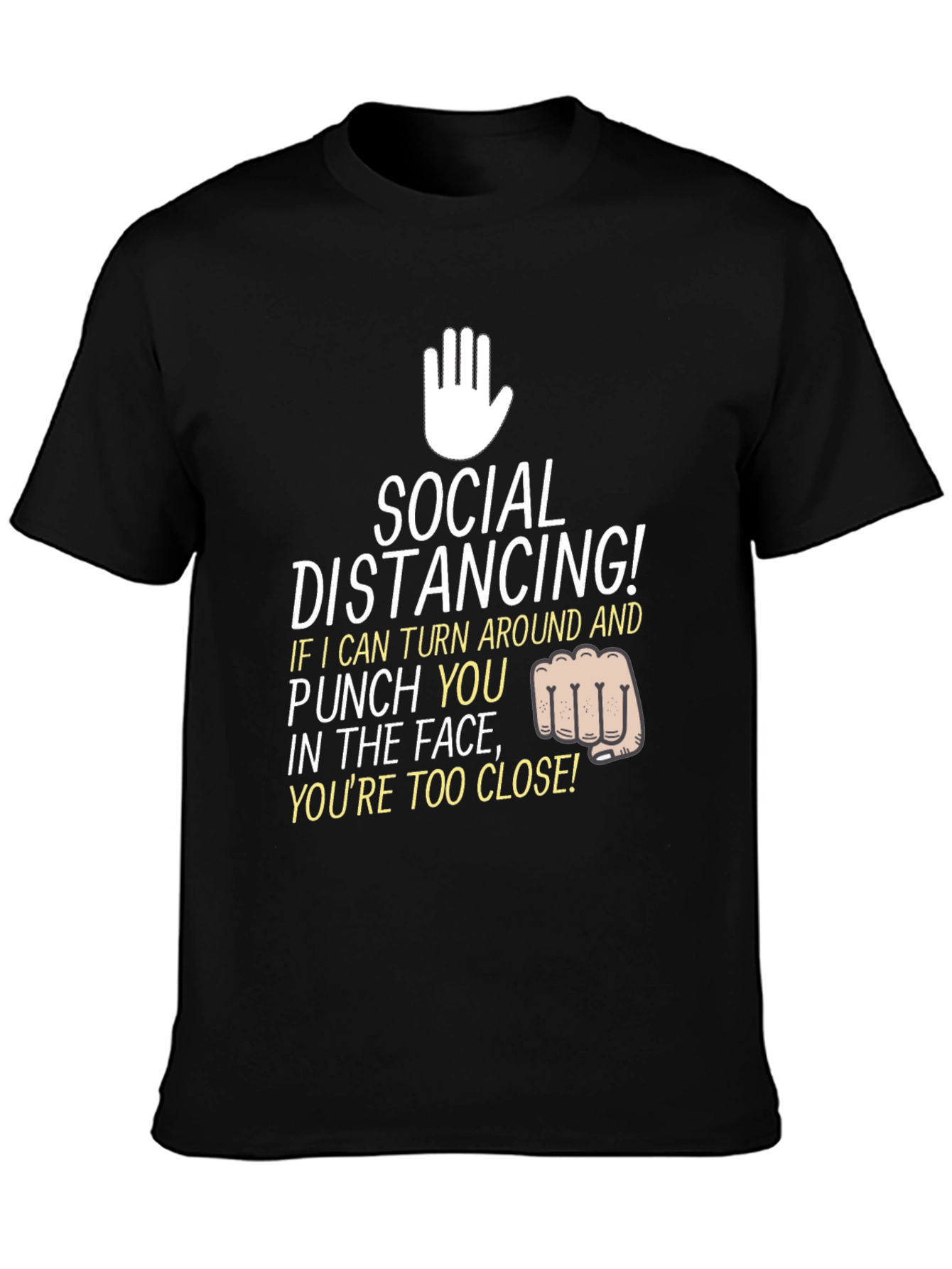 Black Social Distancing Punch T-Shirt view 3