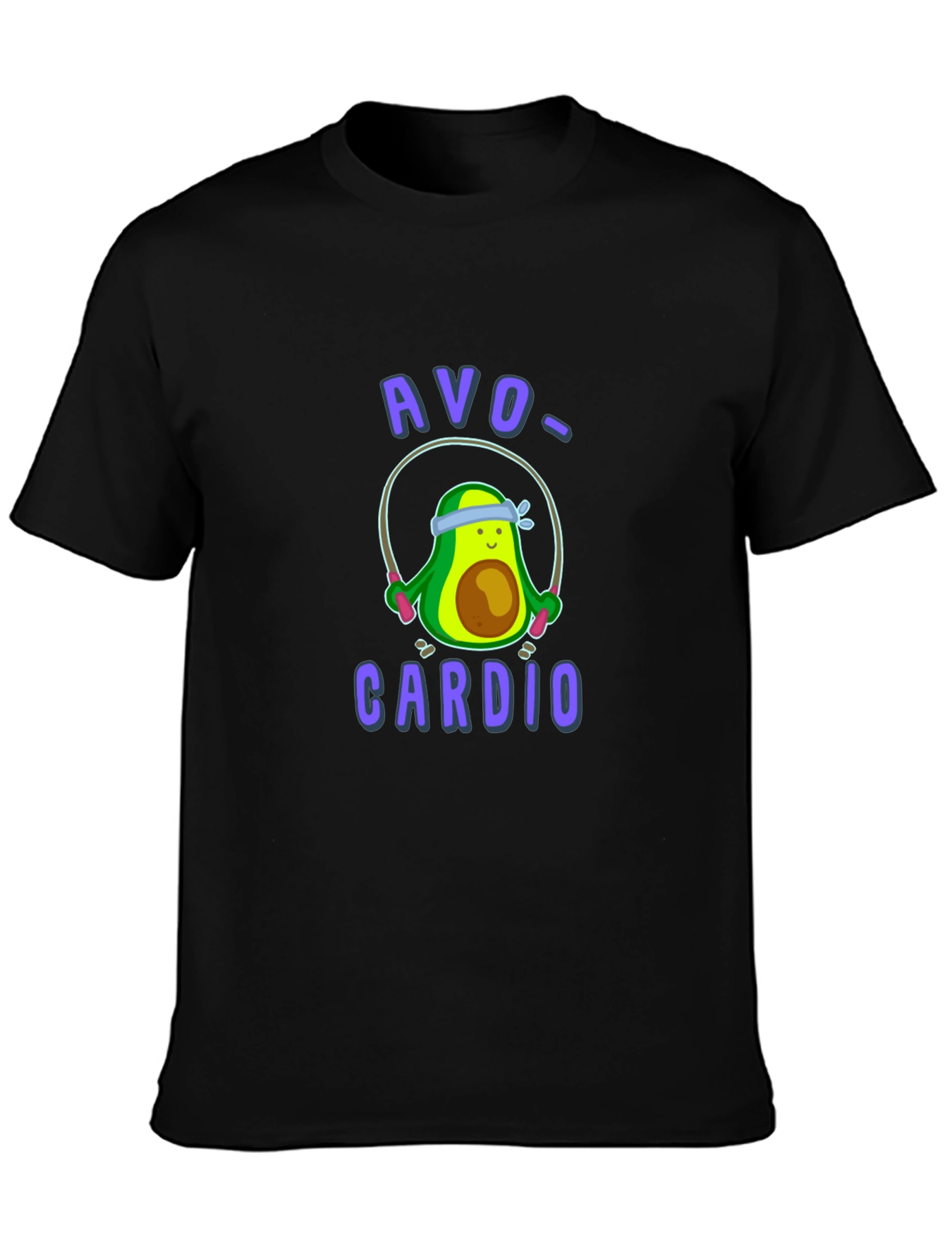 Black Avo-Cardio Funny Avocado Workout T-Shirt view 3