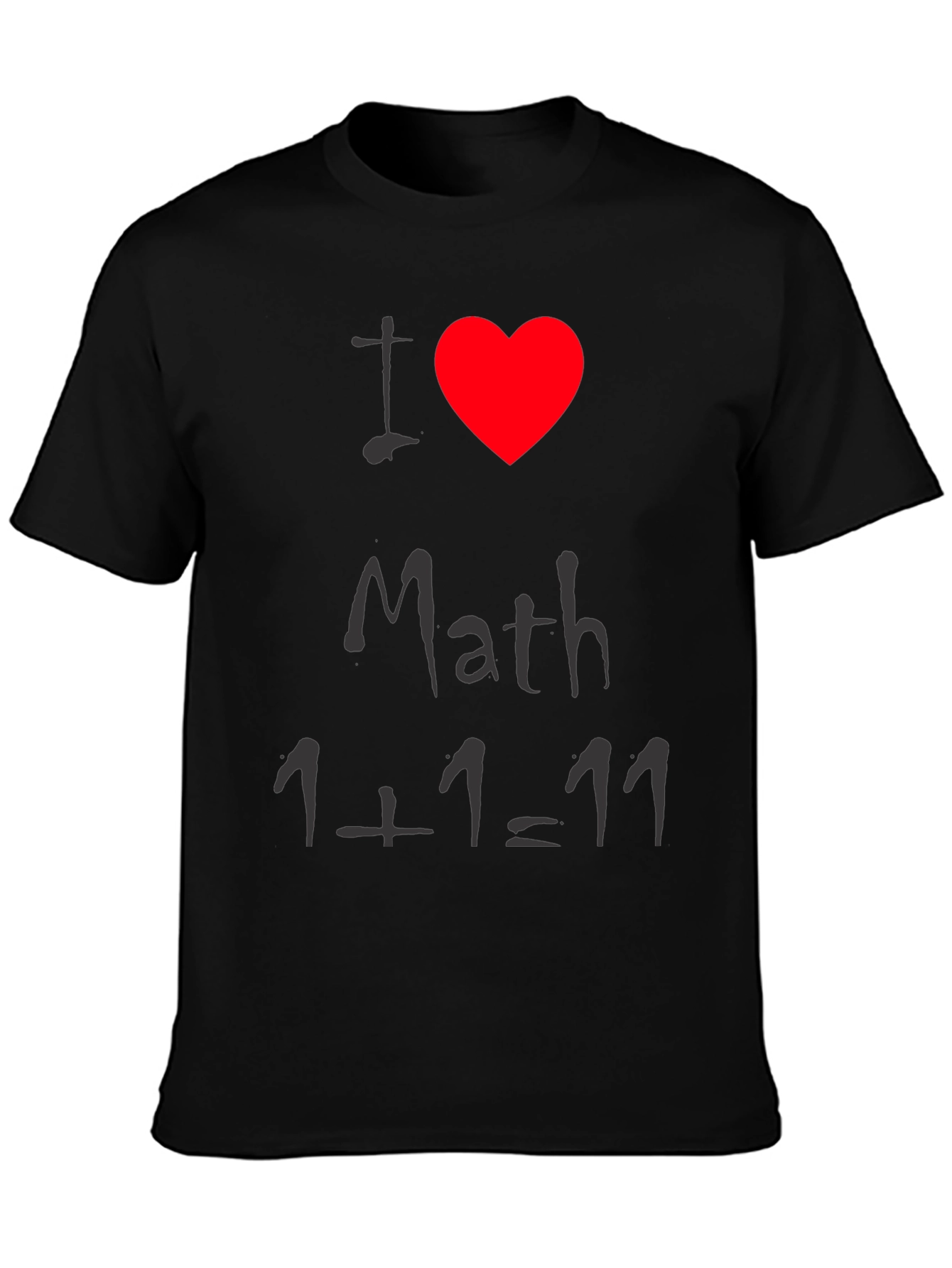 Black I Heart Math Funny T-Shirt view 3