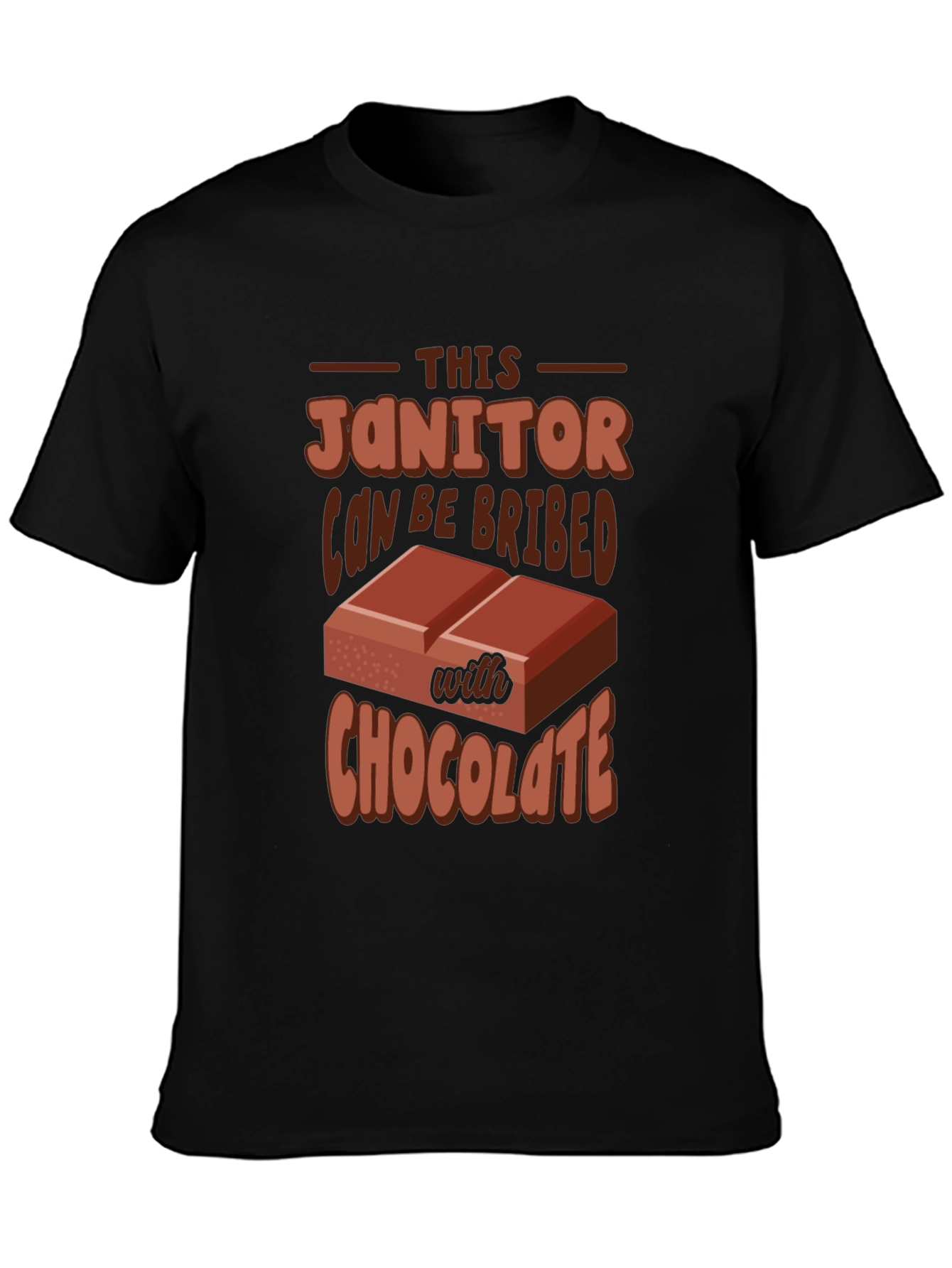 Black Funny Janitor Chocolate Bribe T-Shirt view 3