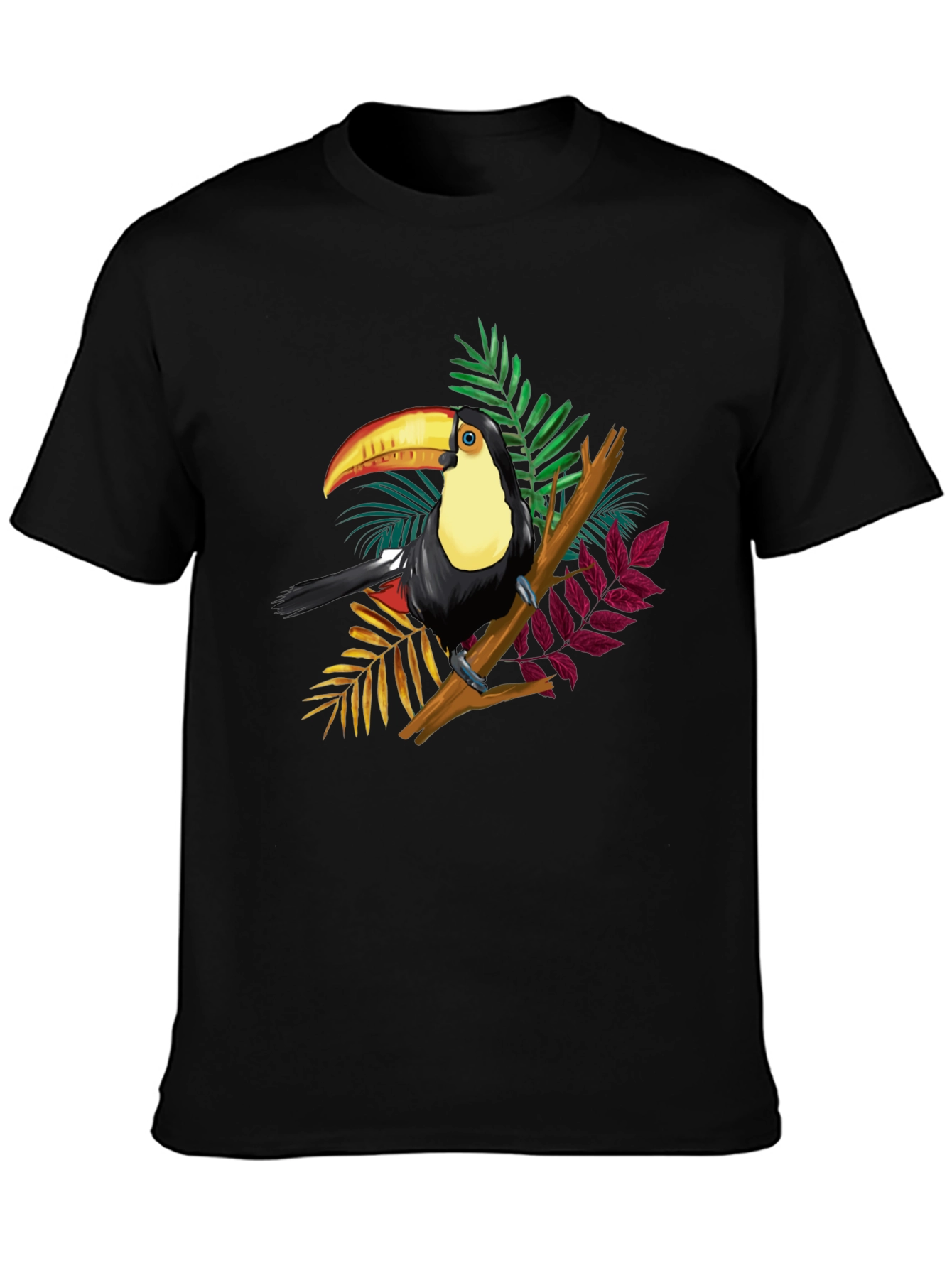 Black Toucan Graphic Tee - Tropical Bird Black T-Shirt view 3