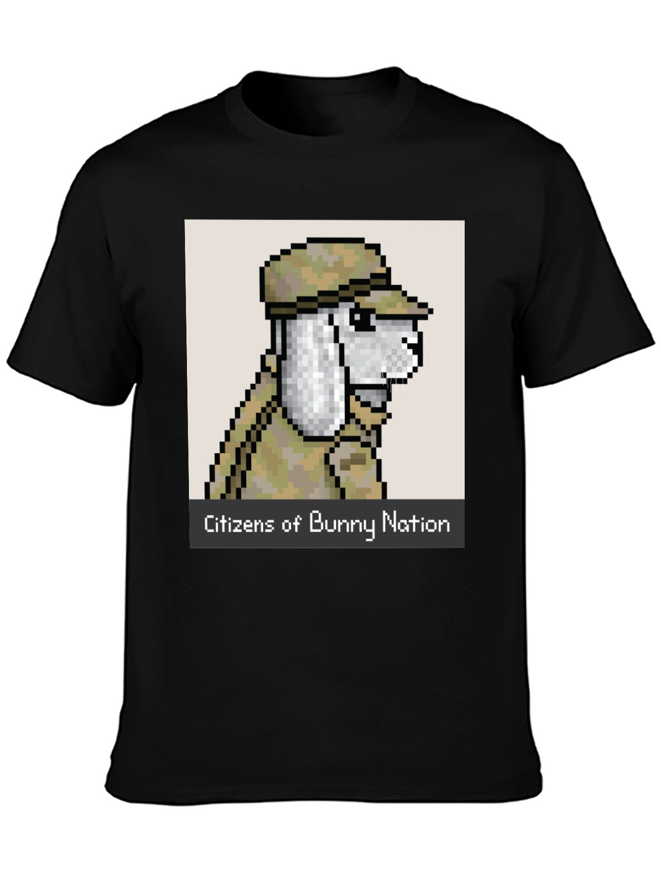 Black Citizens of Bunny Nation Pixel Art T-Shirt view 3