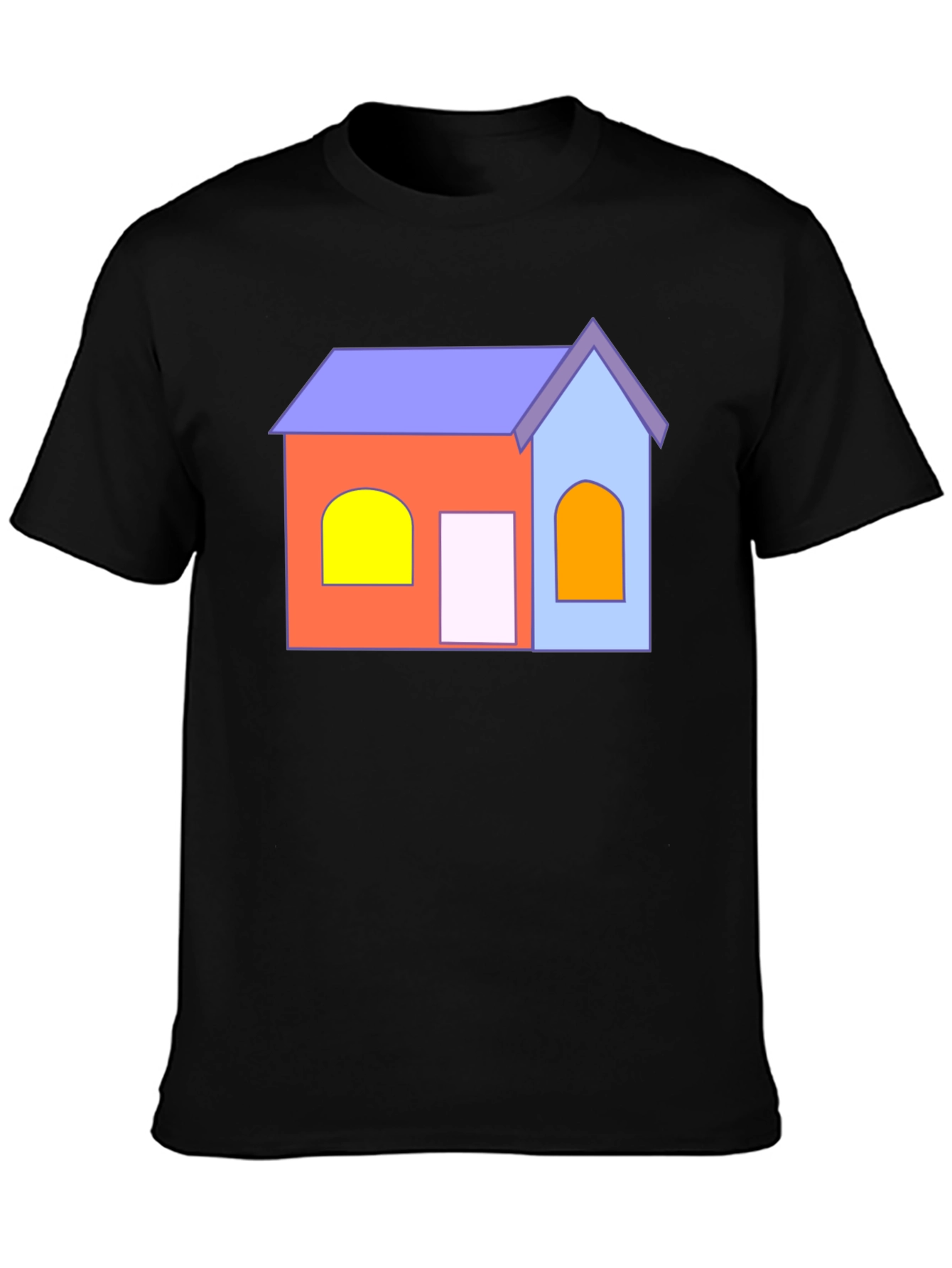 Black Cartoon House T-Shirt - Fun Graphic Tee view 3