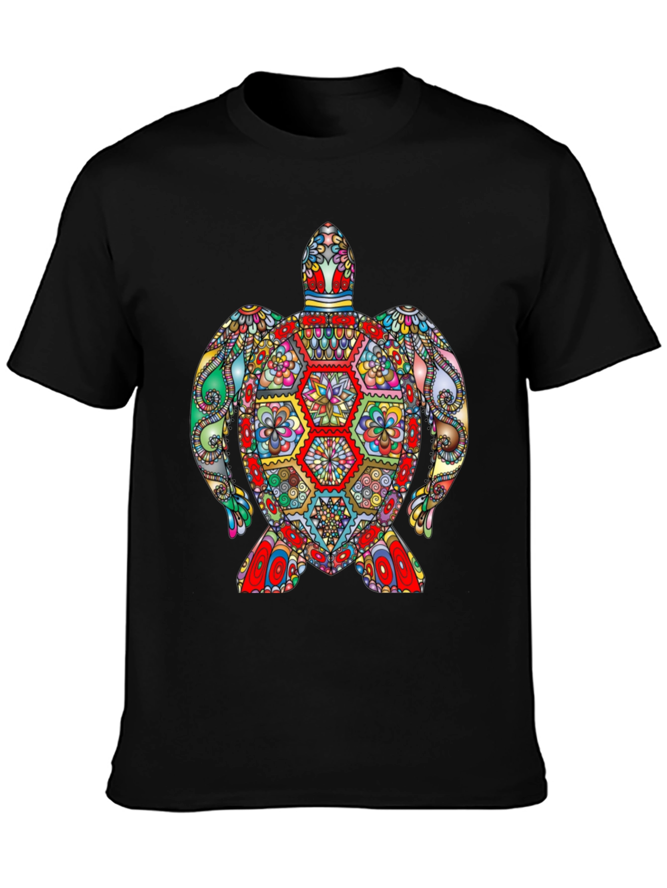 Black Colorful Turtle Graphic Tee view 3