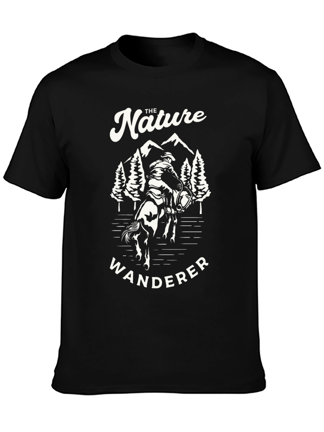 Black Nature Wanderer Graphic Tee - Cowboy Horseback Ride view 3