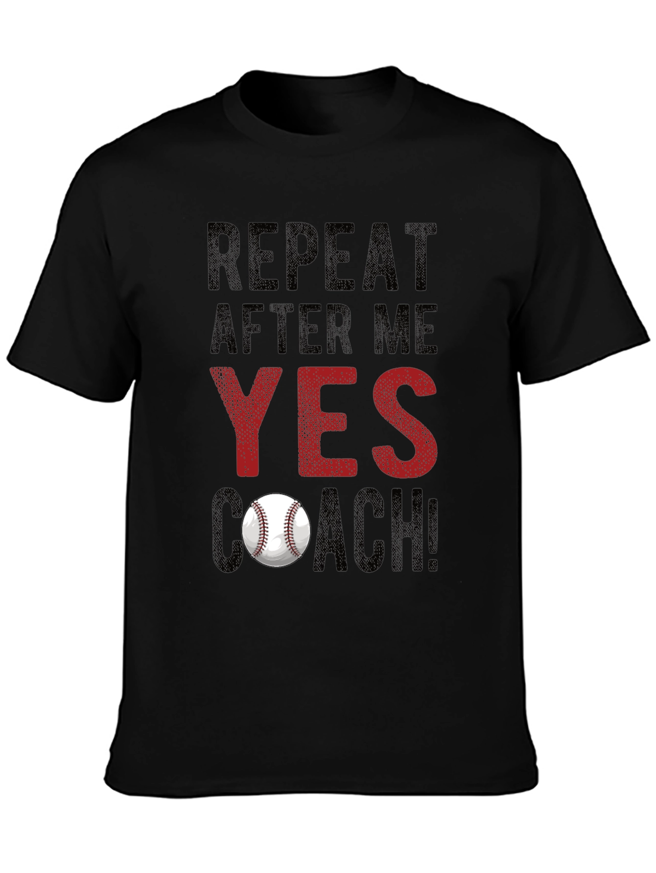 Black Repeat After Me: Yes Coach! Baseball T-Shirt view 3