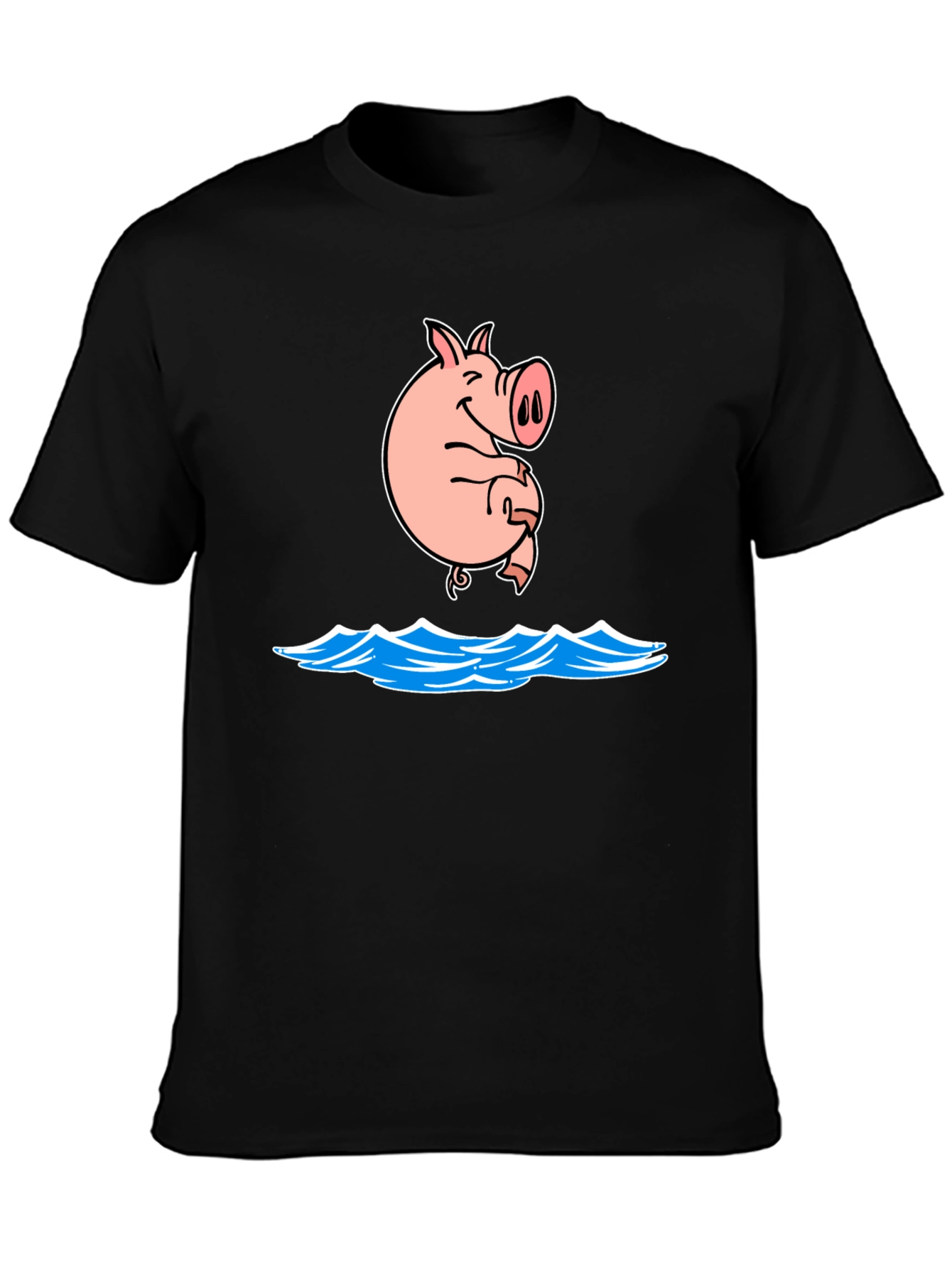 Black Pig Swimming T-Shirt Funny Graphic Tee view 3