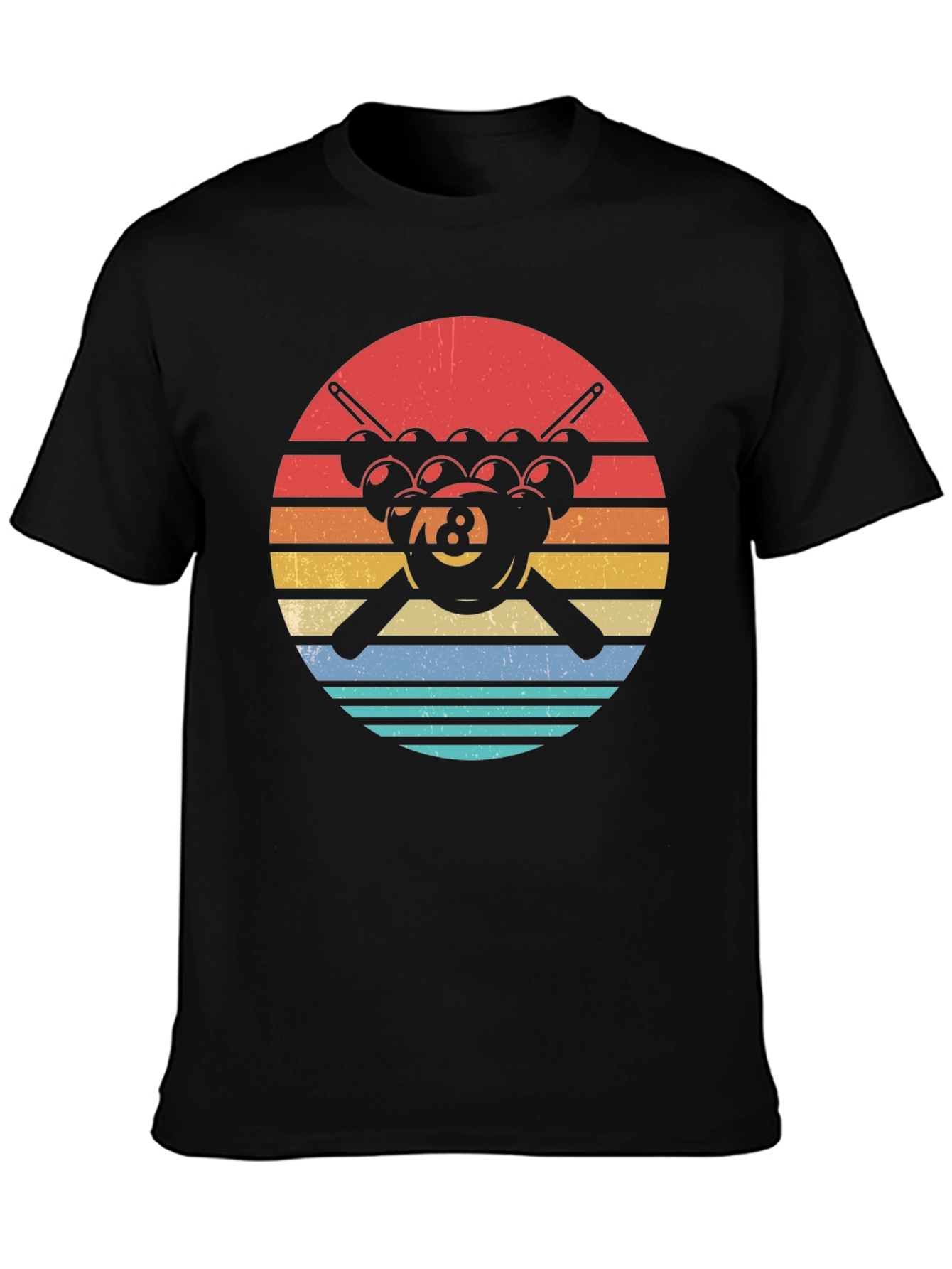 Black Retro 8 Ball Pool T-Shirt view 3