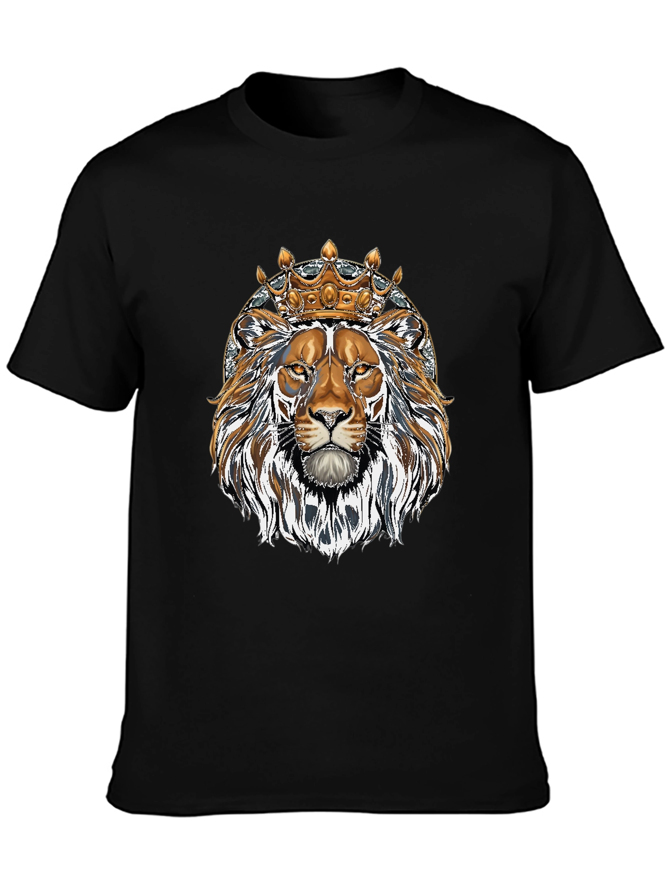 Black King Lion Graphic Tee - Black Cotton Blend view 3