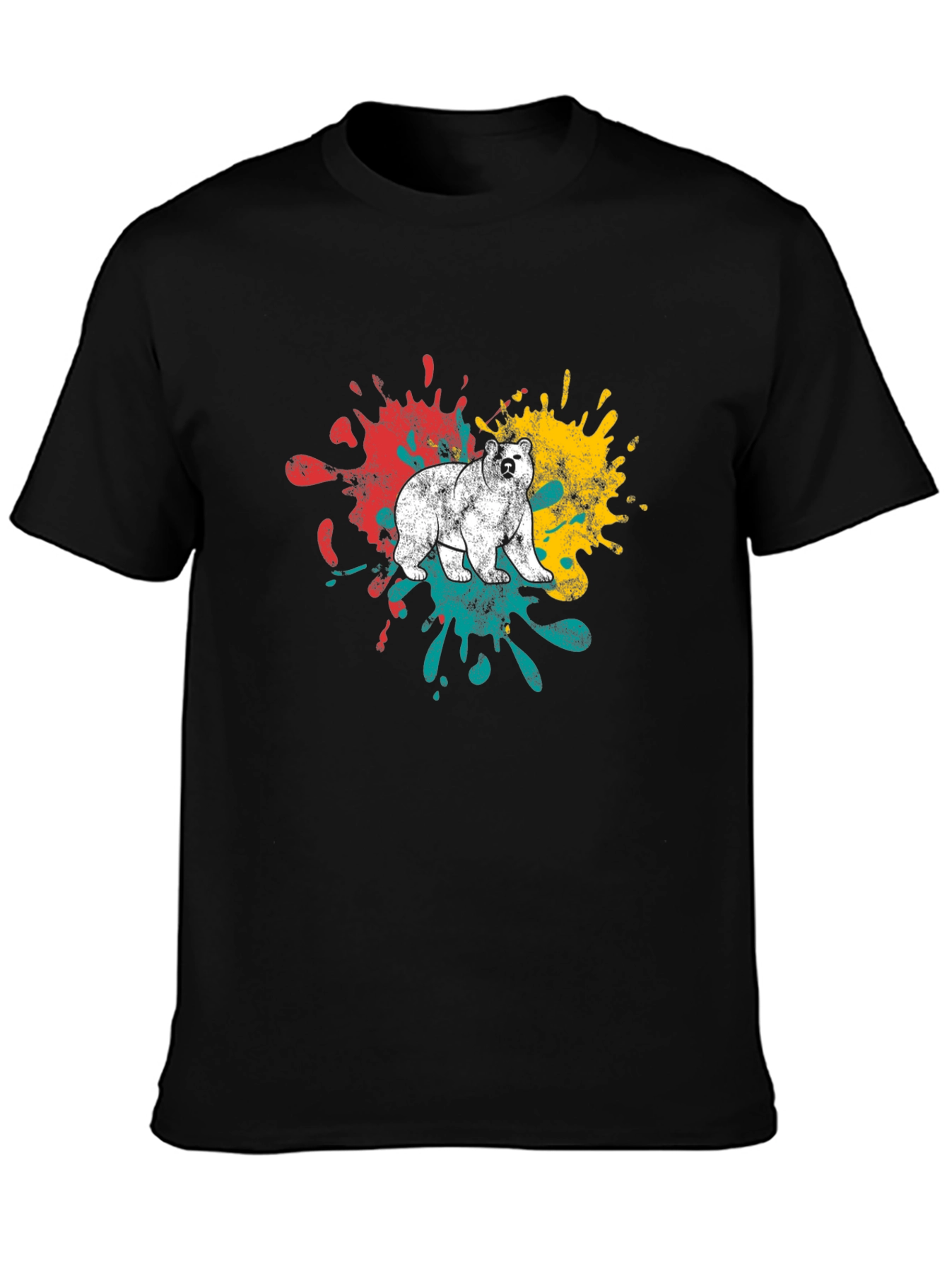 Black Bear Splatter Graphic Tee - Men's Black T-Shirt view 3