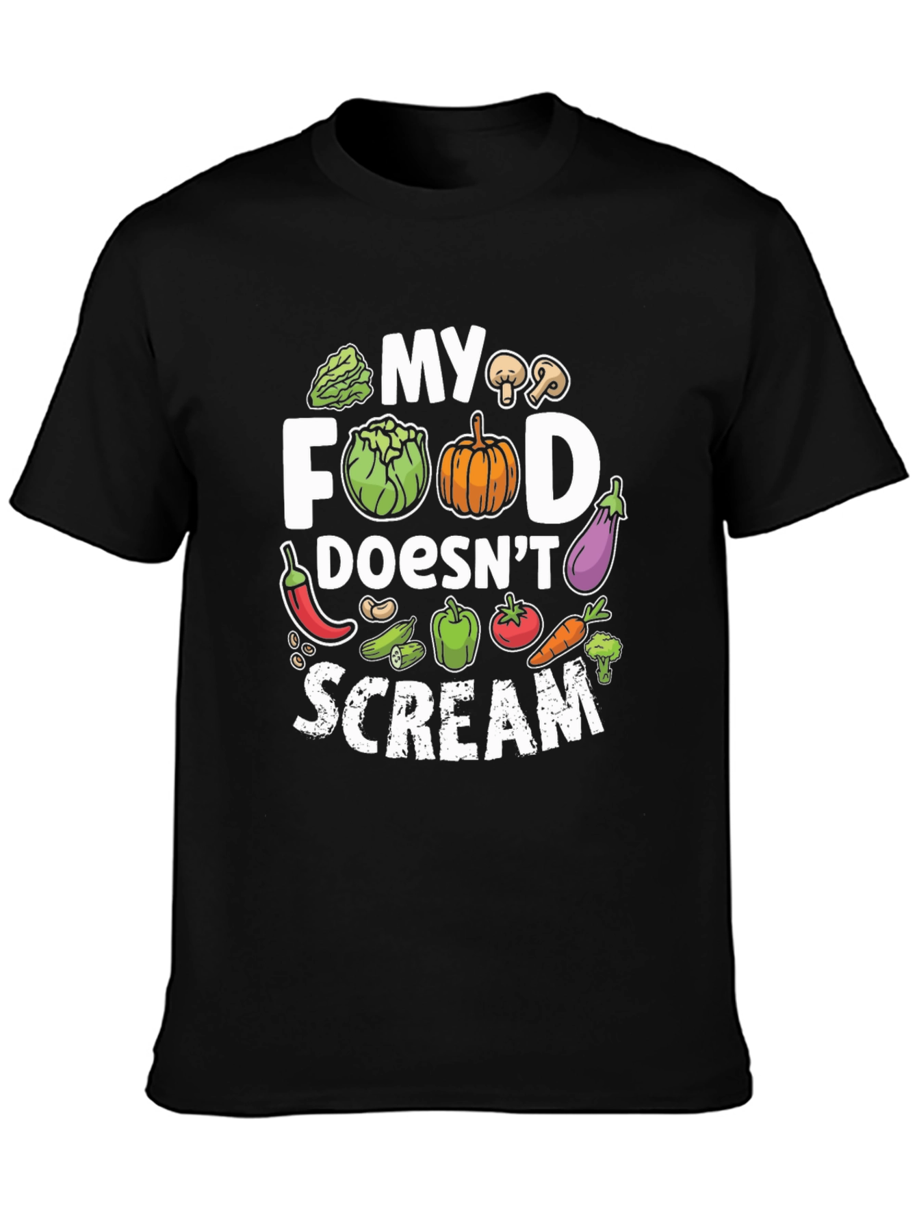 Black Vegan "My Food Doesn't Scream" Graphic Tee view 3