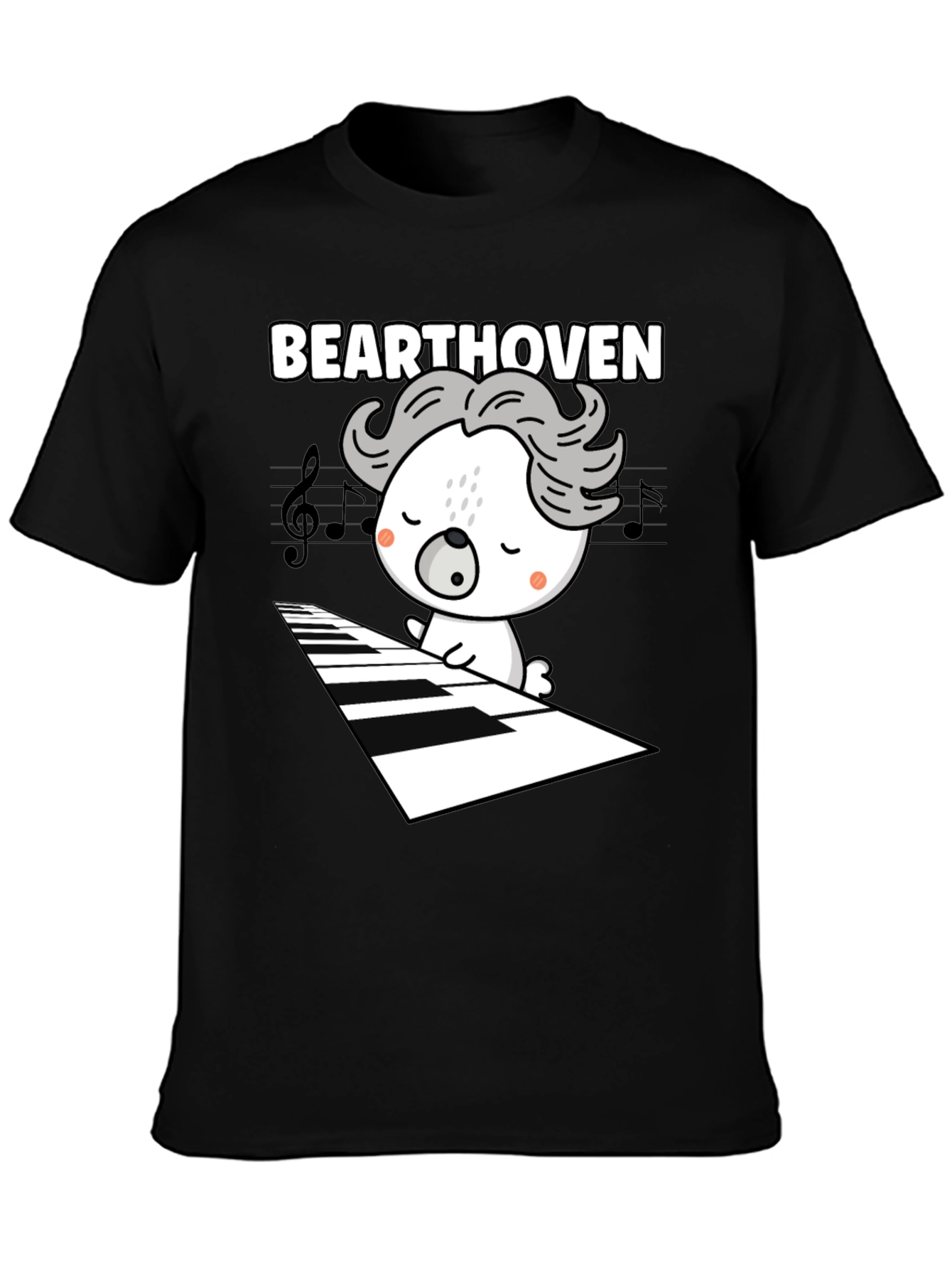Black Bearthoven Music Lover Graphic Tee view 3