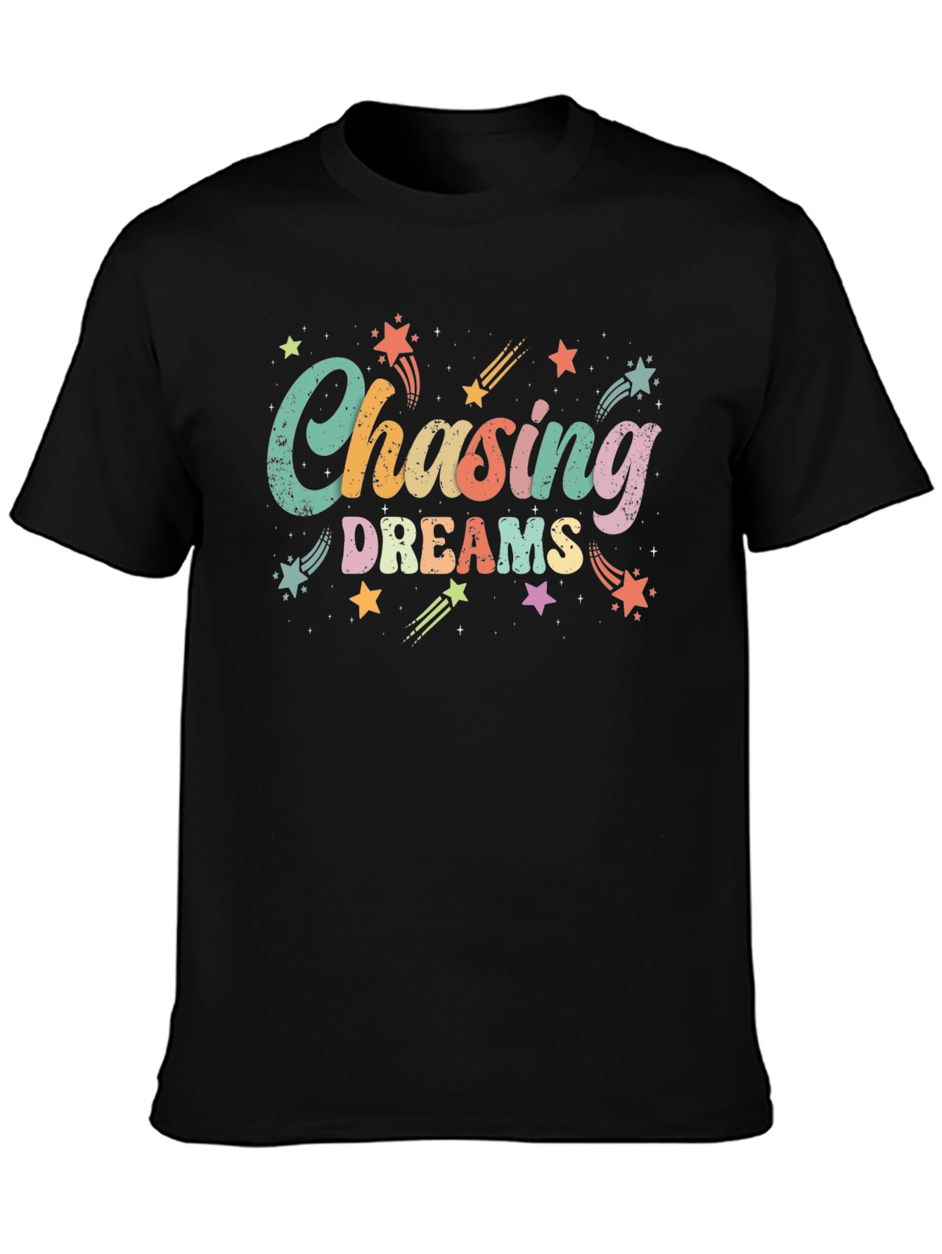 Black Chasing Dreams Graphic Tee - Black Cotton T-Shirt view 3
