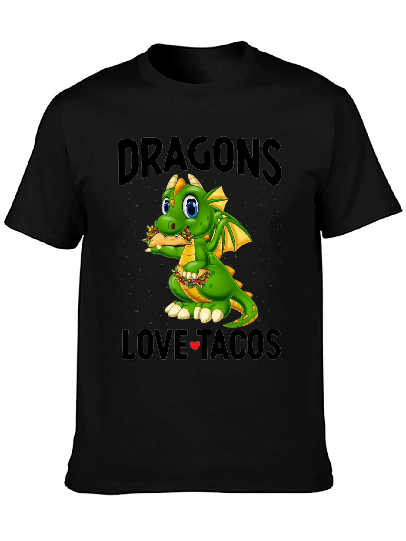 Black Dragons Love Tacos Black T-Shirt view 3