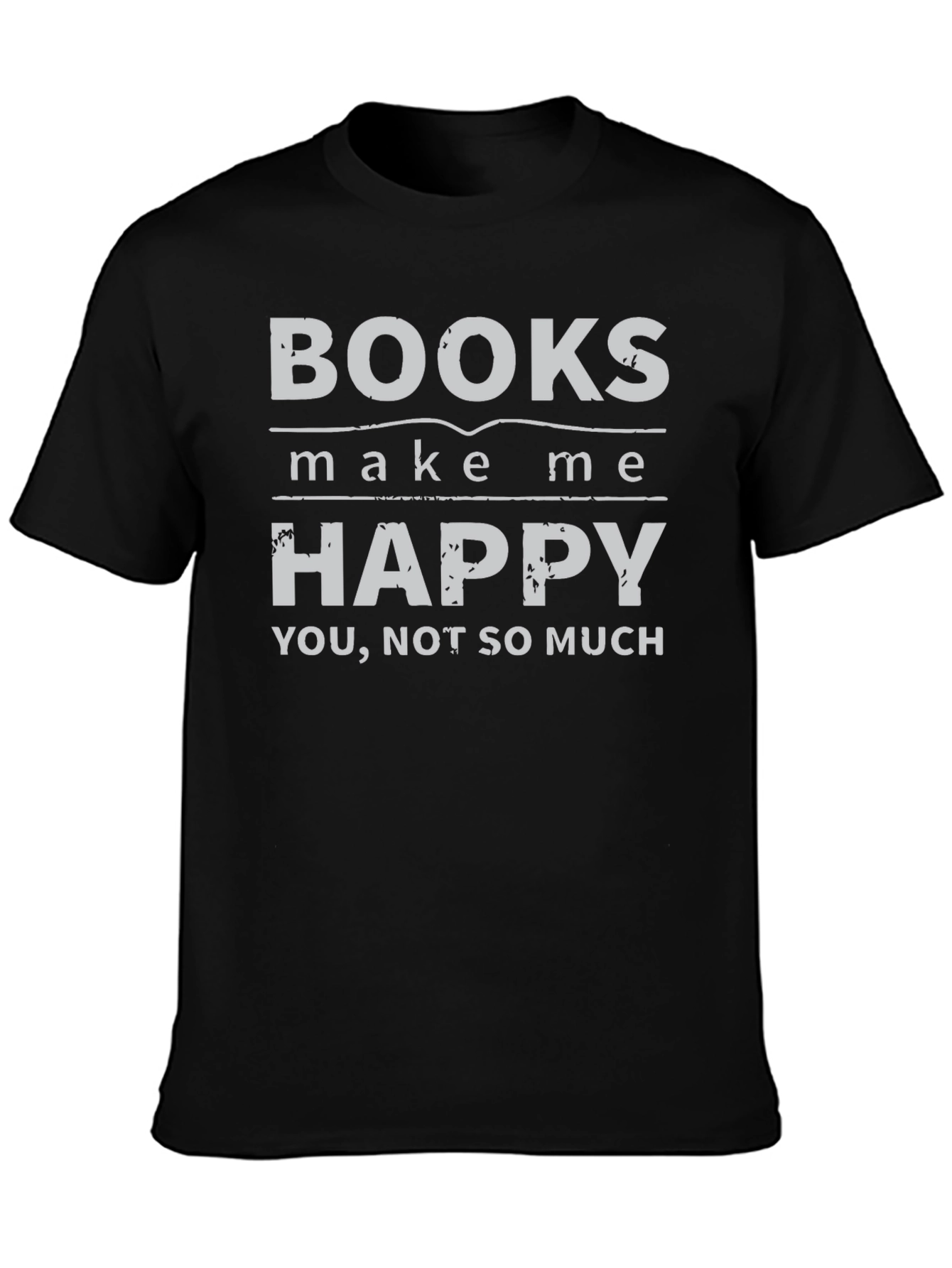 Black Funny Books Make Me Happy T-Shirt view 3
