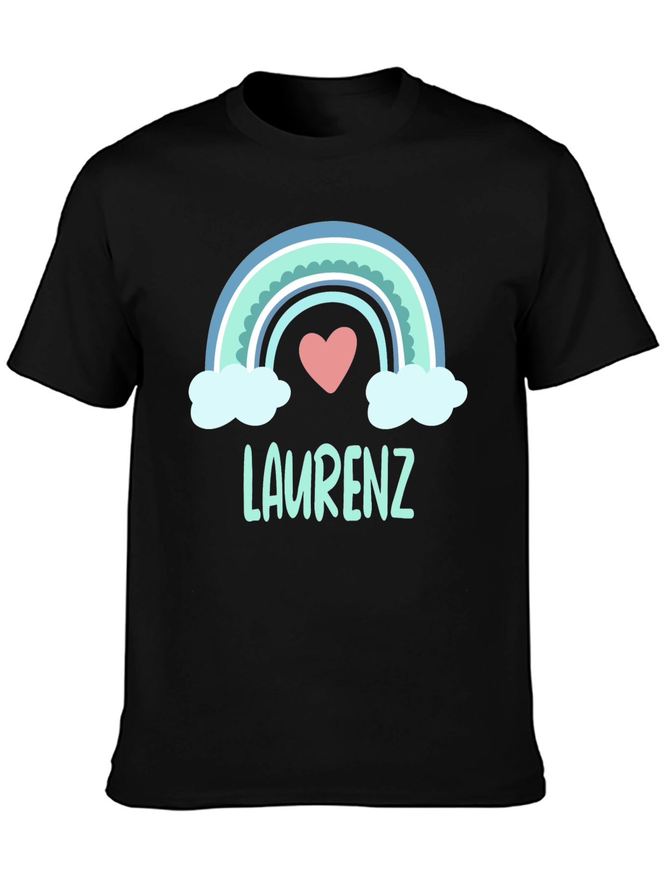 Black Personalized Rainbow Heart Tee - "Laurenz" Kids view 3
