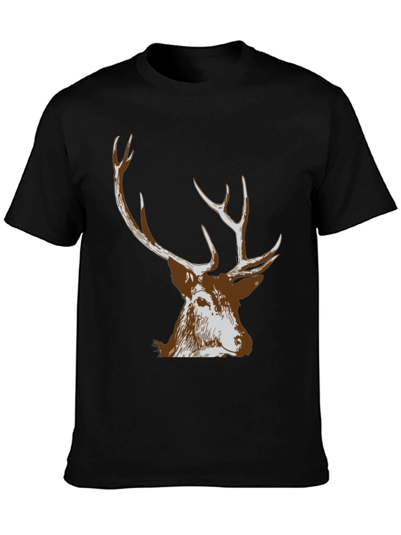 Black Men's Black Deer Graphic T-Shirt view 3