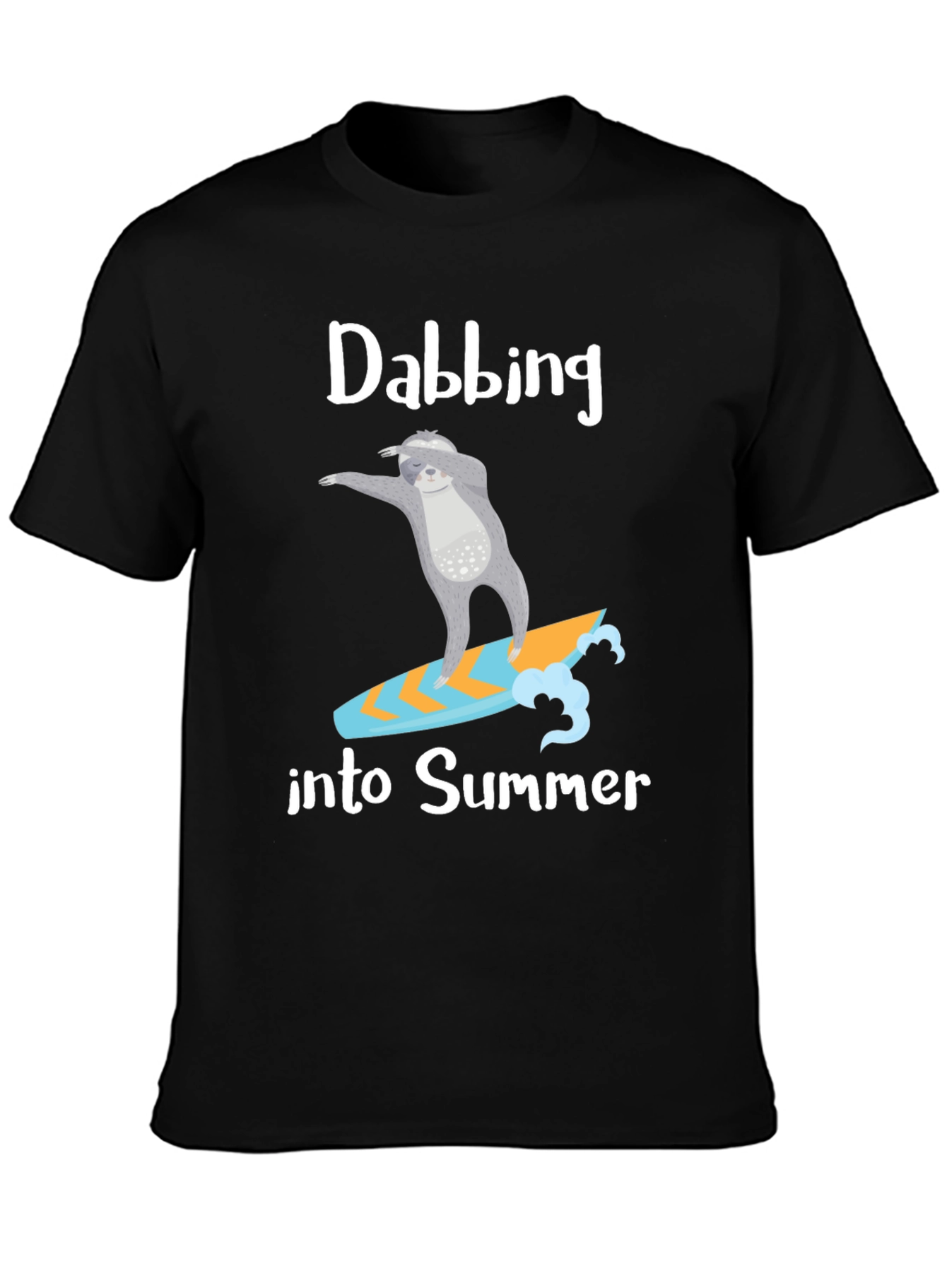 Black Dabbing Sloth Summer T-Shirt - Surfing Tee view 3