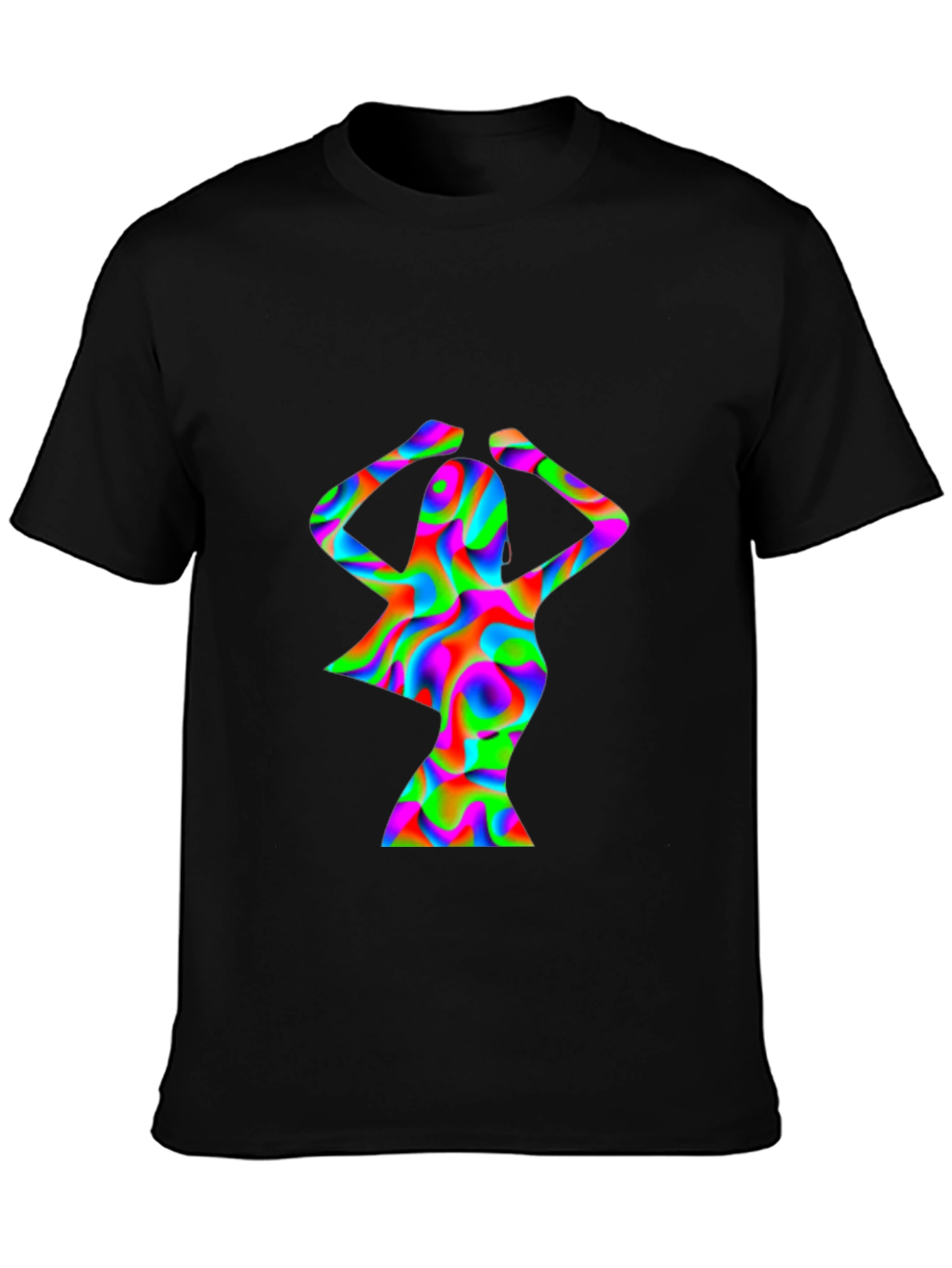 Black Psychedelic Woman Graphic T-Shirt view 3
