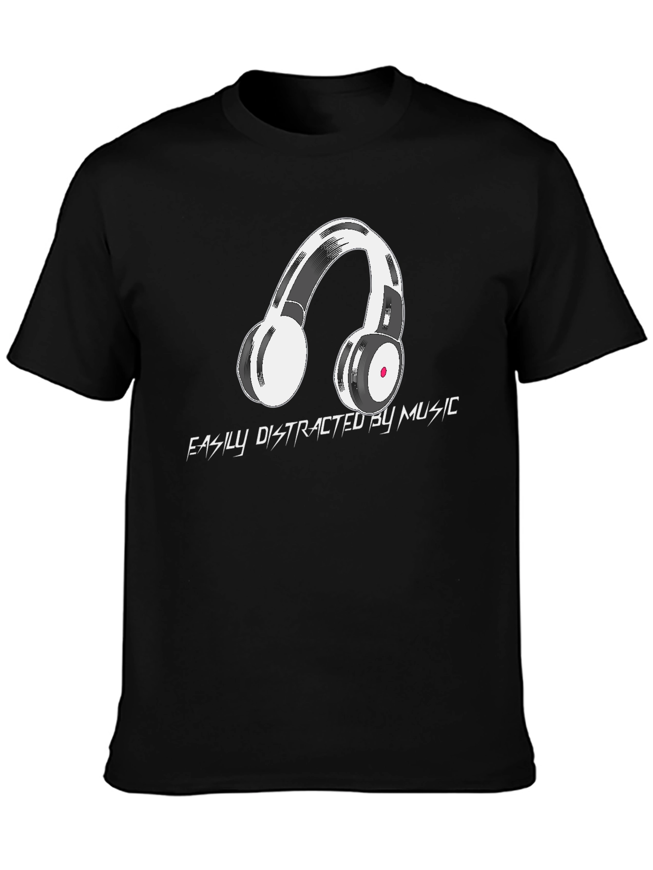 Black Easily Distracted by Music Graphic Tee view 3
