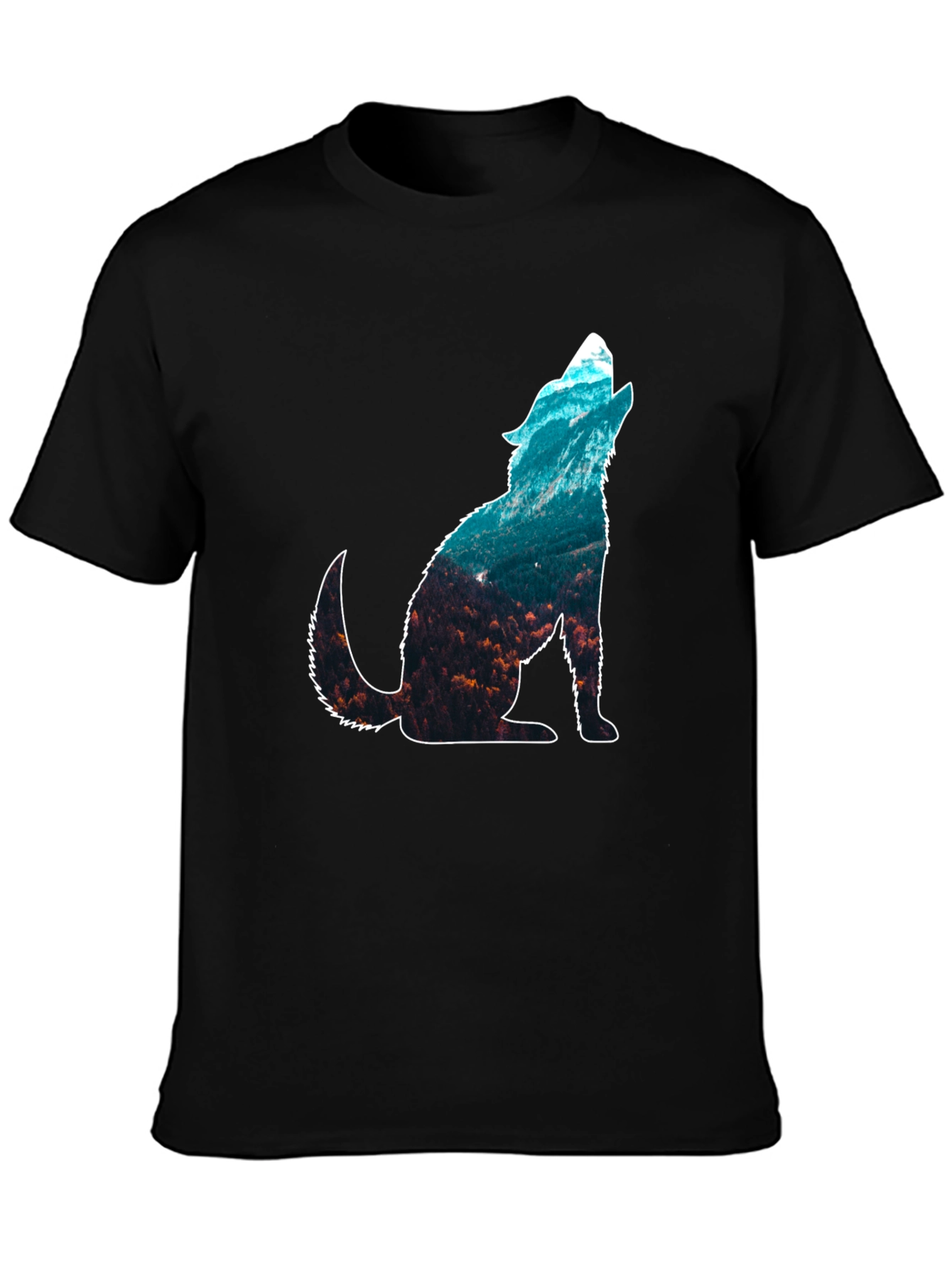Black Nature Wolf Graphic T-Shirt - Black Cotton Tee view 3