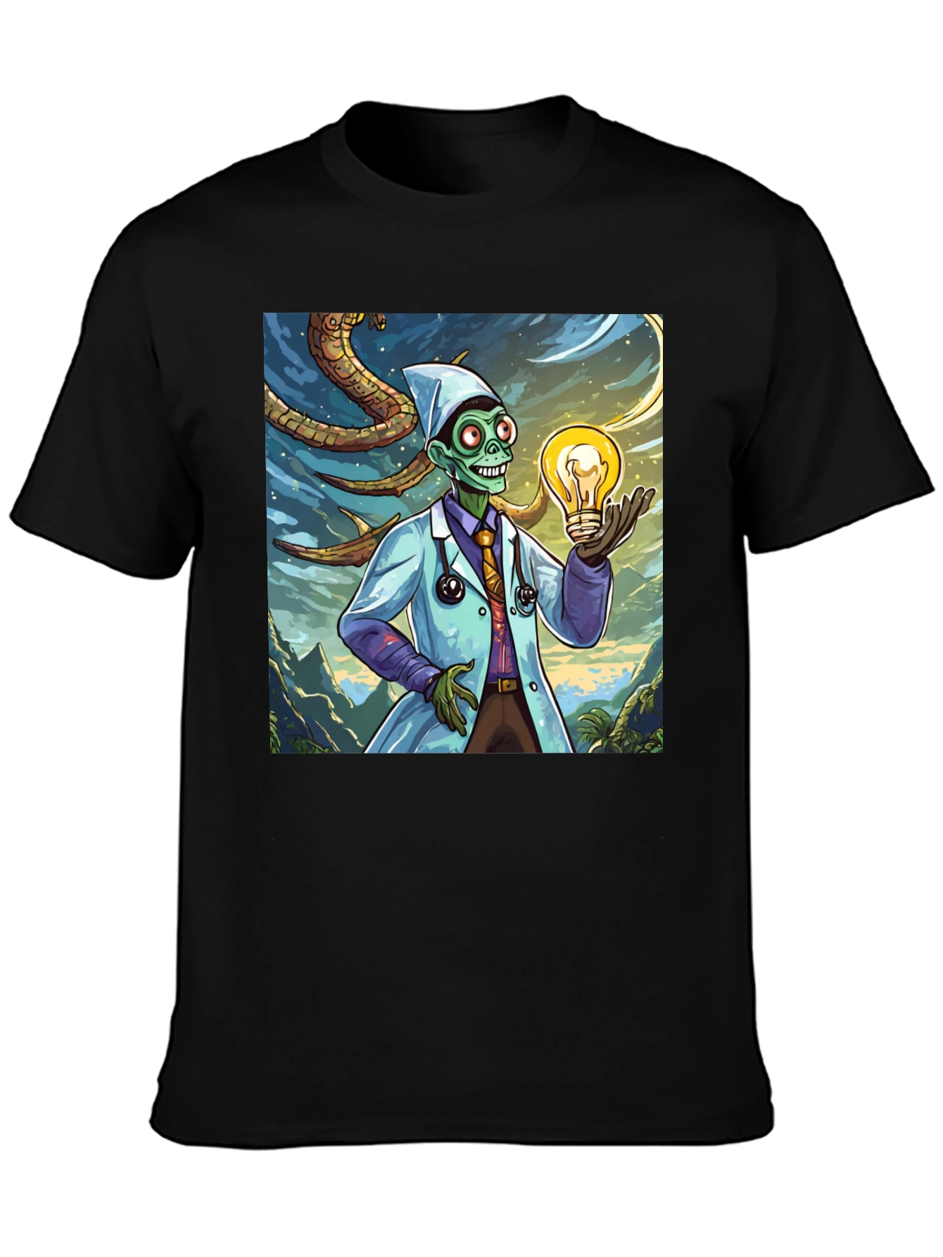 Black Zombie Doctor Idea T-Shirt - Brainy & Unique Graphic Tee view 3