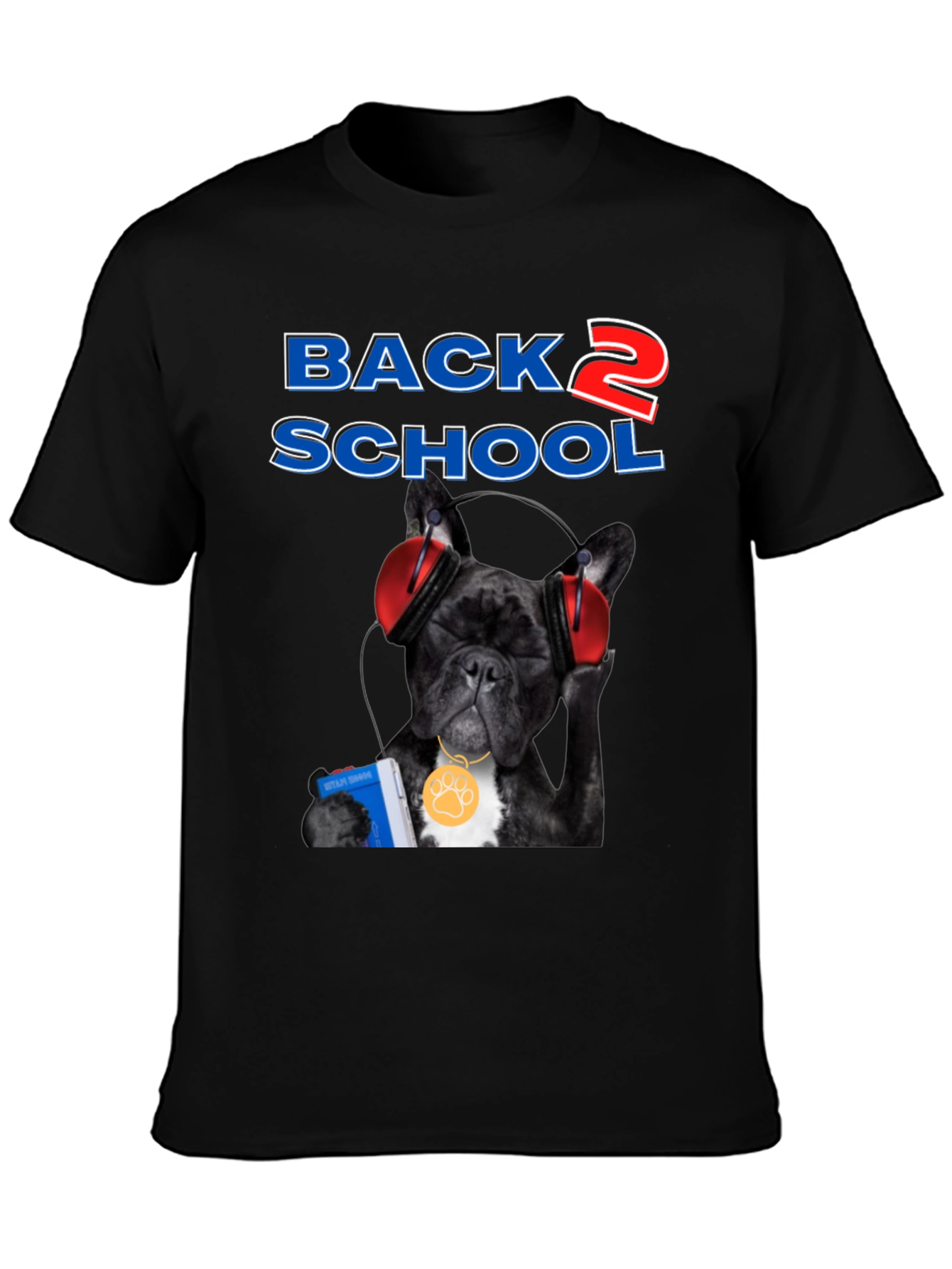 Black Back to School Bulldog T-Shirt view 3
