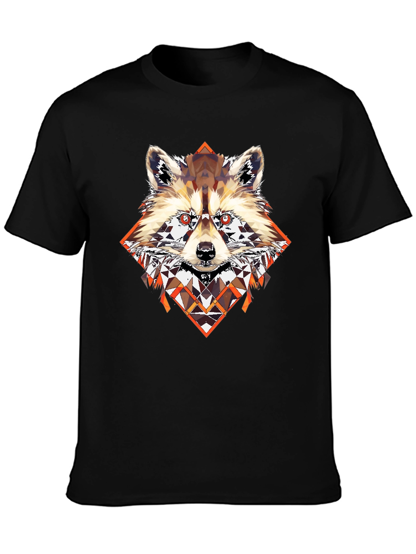 Black Geometric Raccoon Graphic Tee - Cool, Unique Design view 3