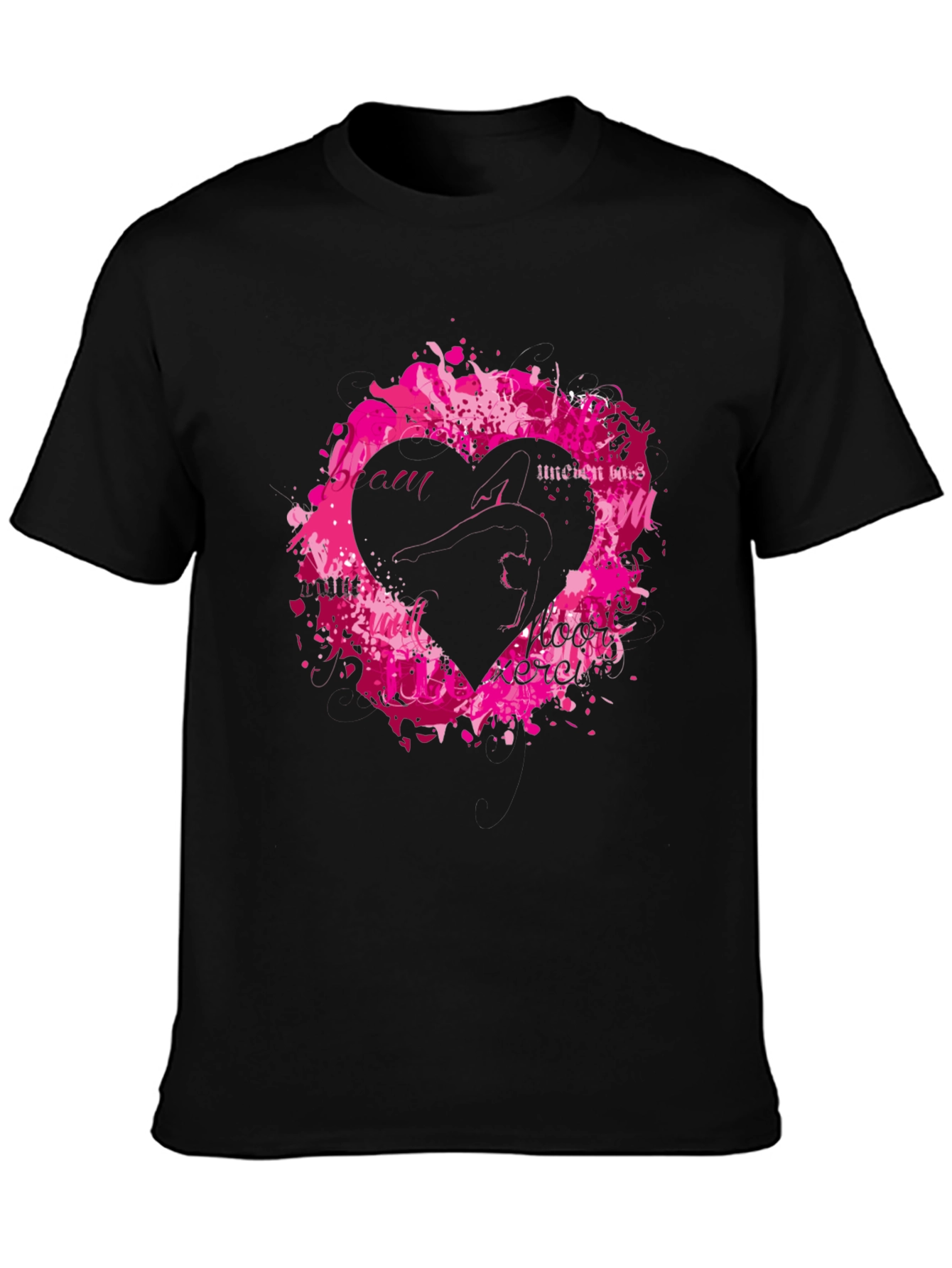 Black Black T-Shirt with Heart Graphic view 3